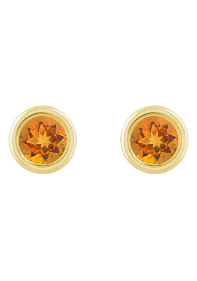 10K Yellow Gold 5mm Round Citrine Stud Earrings