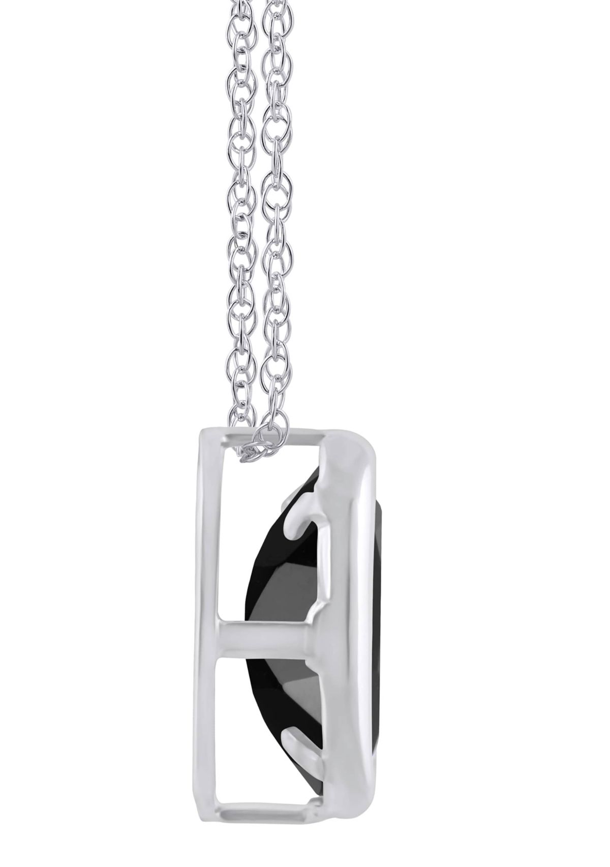 10K White Gold 6x4mm Oval Black Onyx Pendant Necklace
