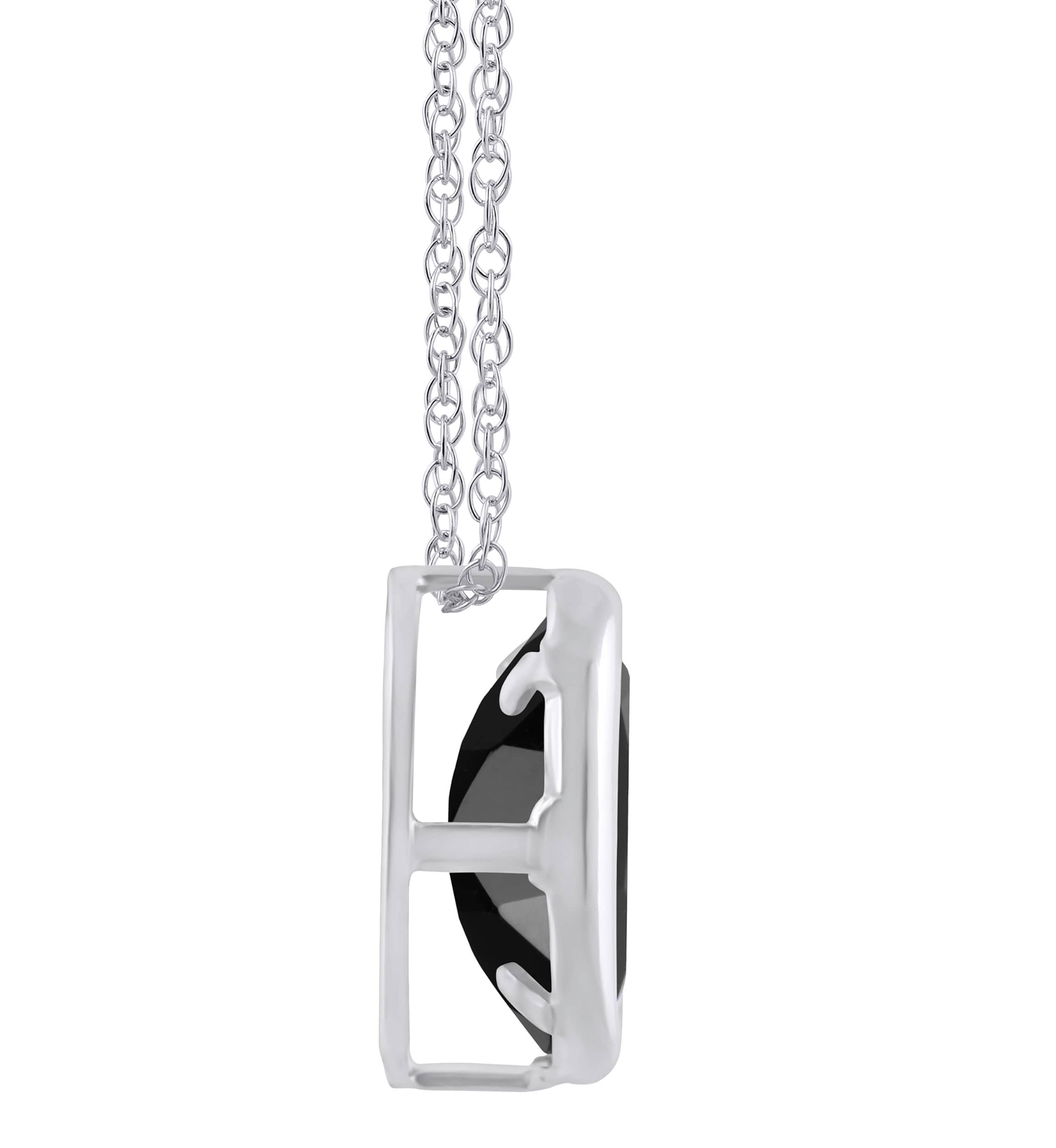 10K White Gold 6x4mm Oval Black Onyx Pendant Necklace