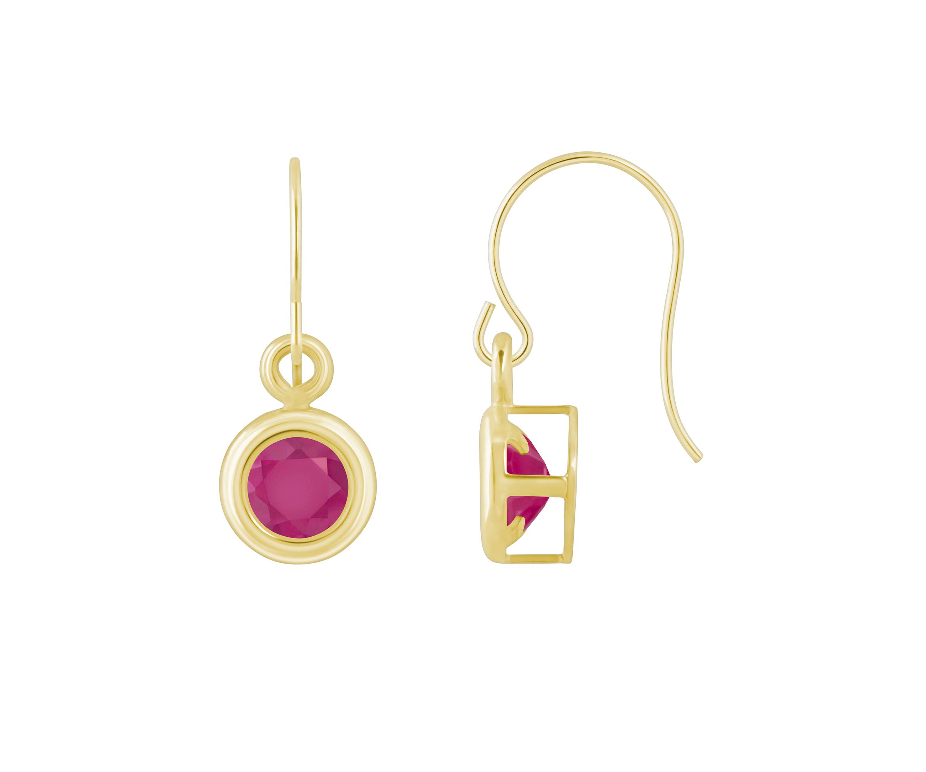 10K White Gold 4mm Round Ruby Drop Earrings
