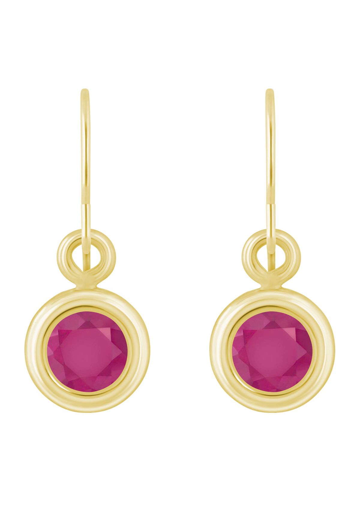 10K White Gold 4mm Round Ruby Drop Earrings