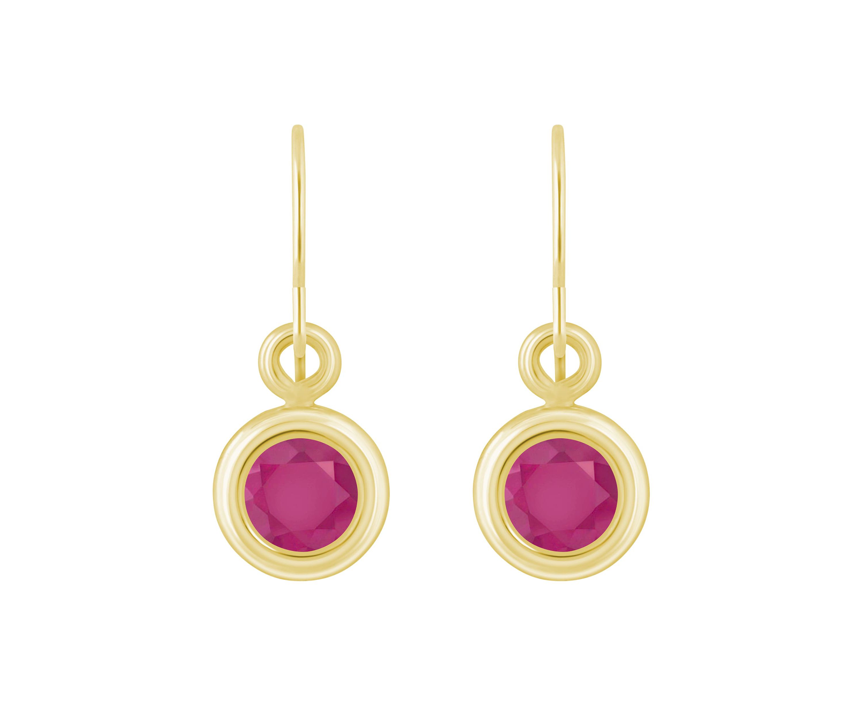 10K White Gold 4mm Round Ruby Drop Earrings