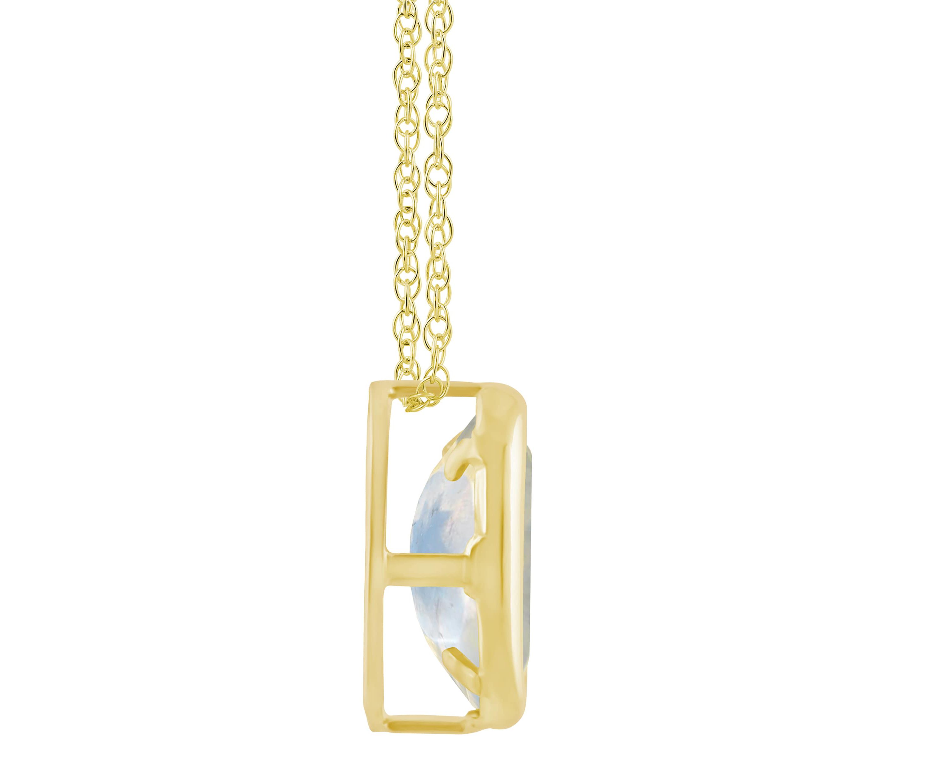 10K White Gold 6x4mm Oval Moonstone Pendant Necklace