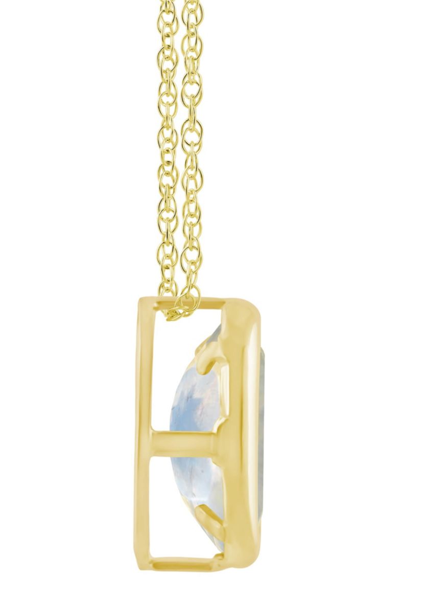 10K White Gold 6x4mm Oval Moonstone Pendant Necklace