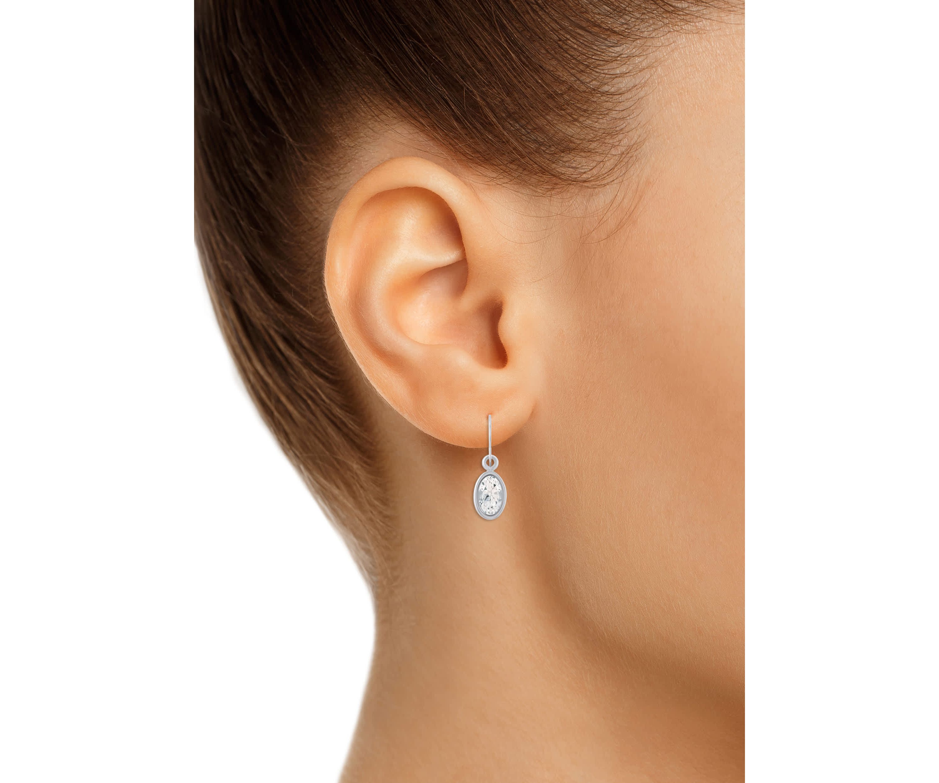 10K Yellow Gold 6x4mm Oval White Topaz Drop Earrings