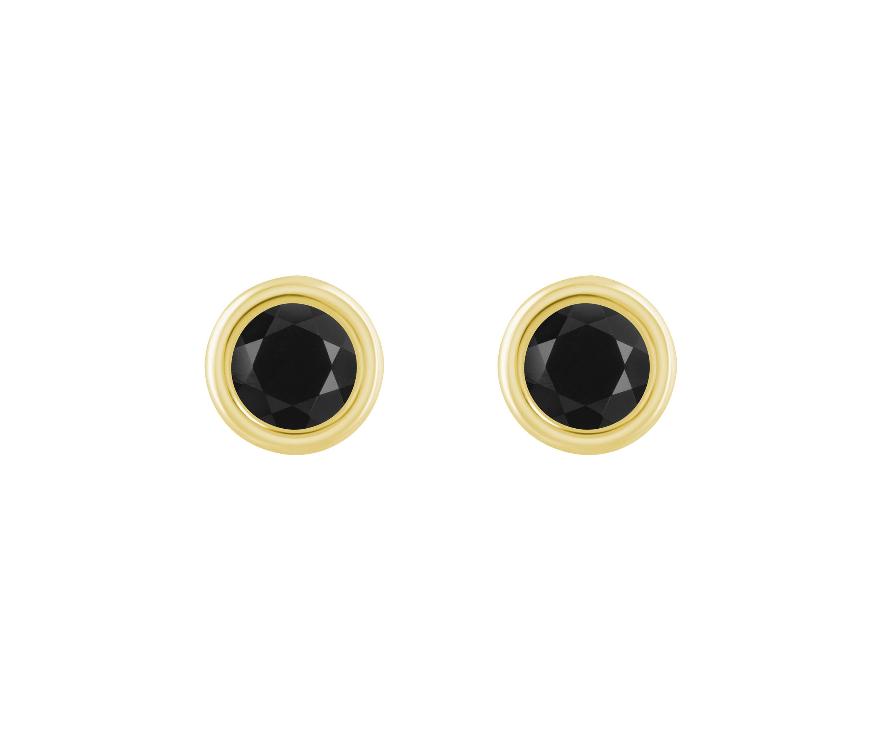 10K White Gold 5mm Round Black Onyx Stud Earrings