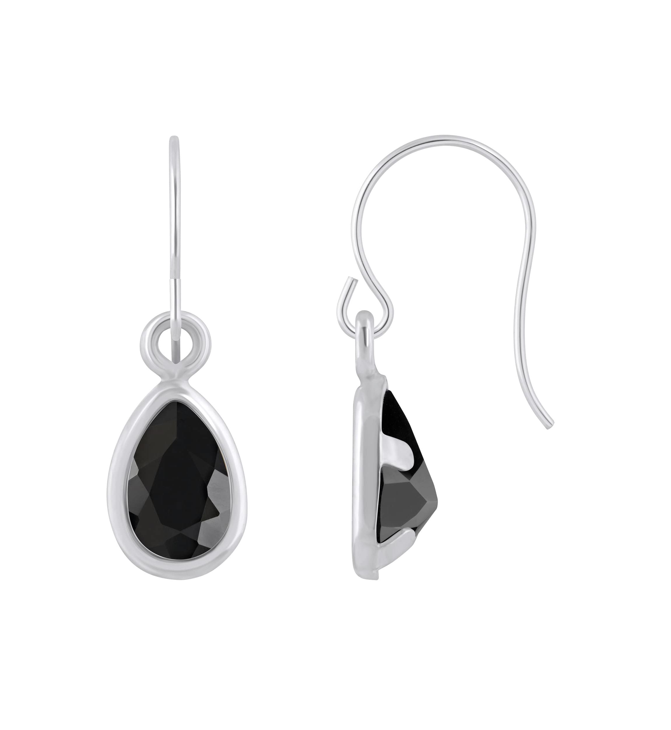 10K Yellow Gold 6x4mm Pear Shape Black Onyx Drop Earrings