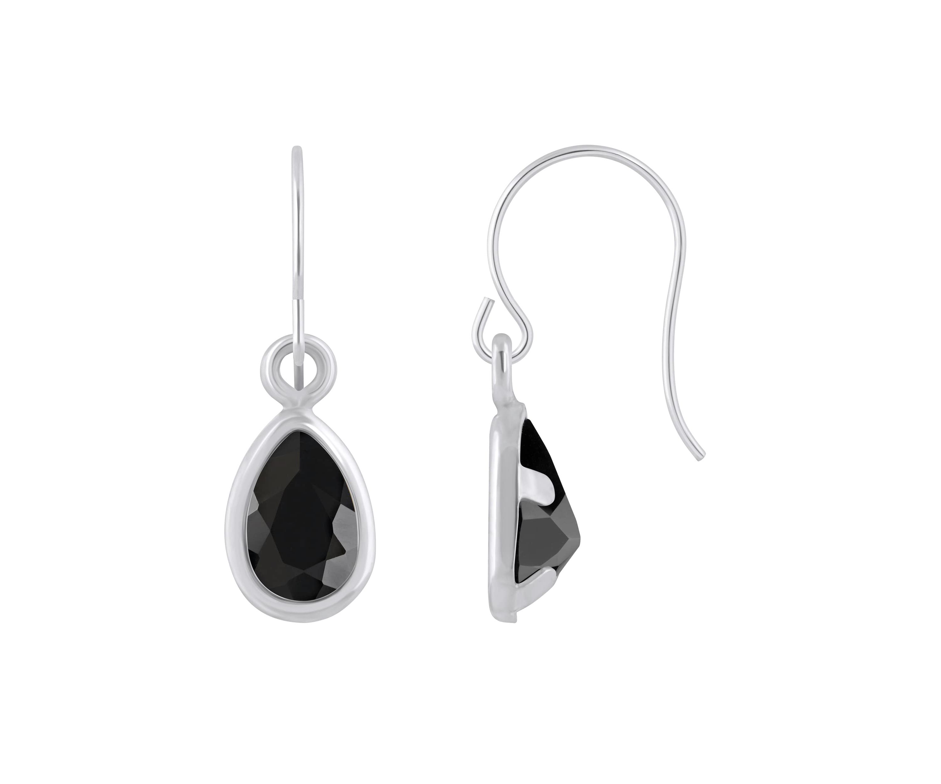 10K Yellow Gold 6x4mm Pear Shape Black Onyx Drop Earrings