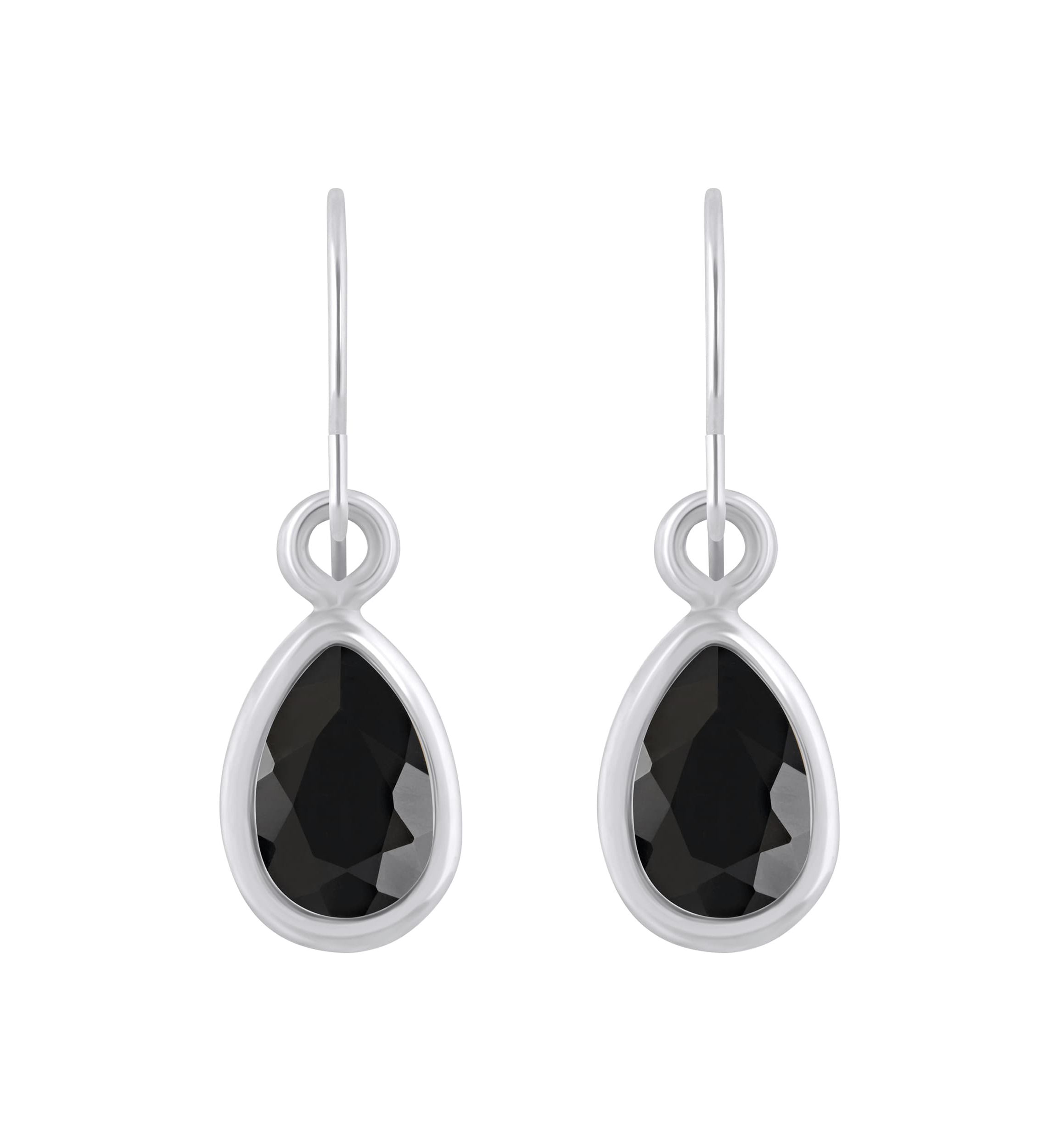 10K Yellow Gold 6x4mm Pear Shape Black Onyx Drop Earrings