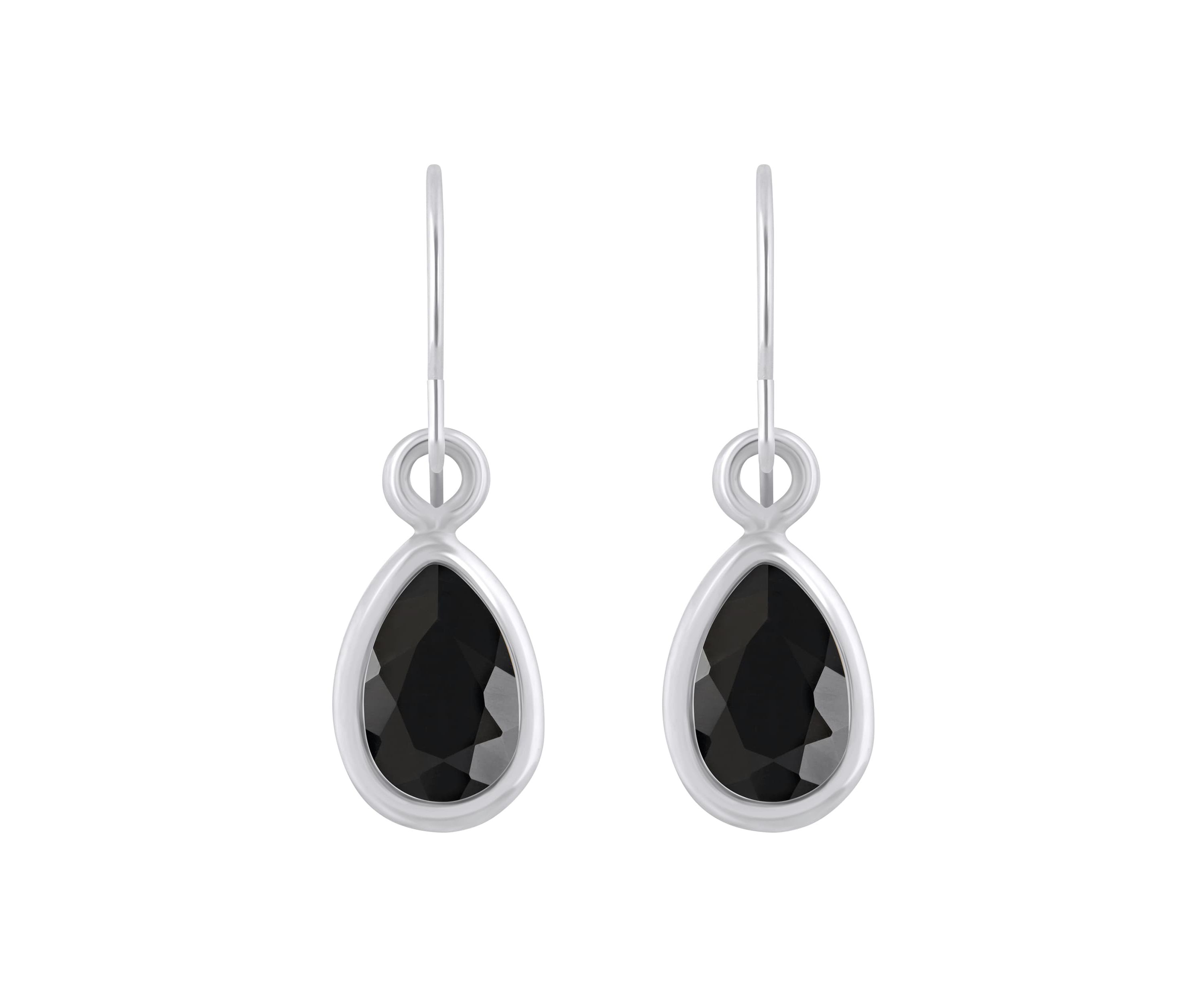 10K Yellow Gold 6x4mm Pear Shape Black Onyx Drop Earrings