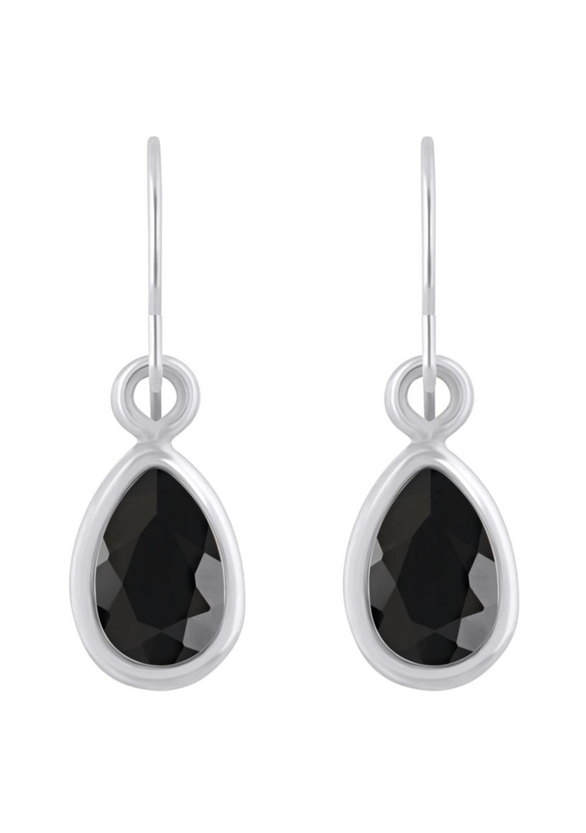 10K Yellow Gold 6x4mm Pear Shape Black Onyx Drop Earrings