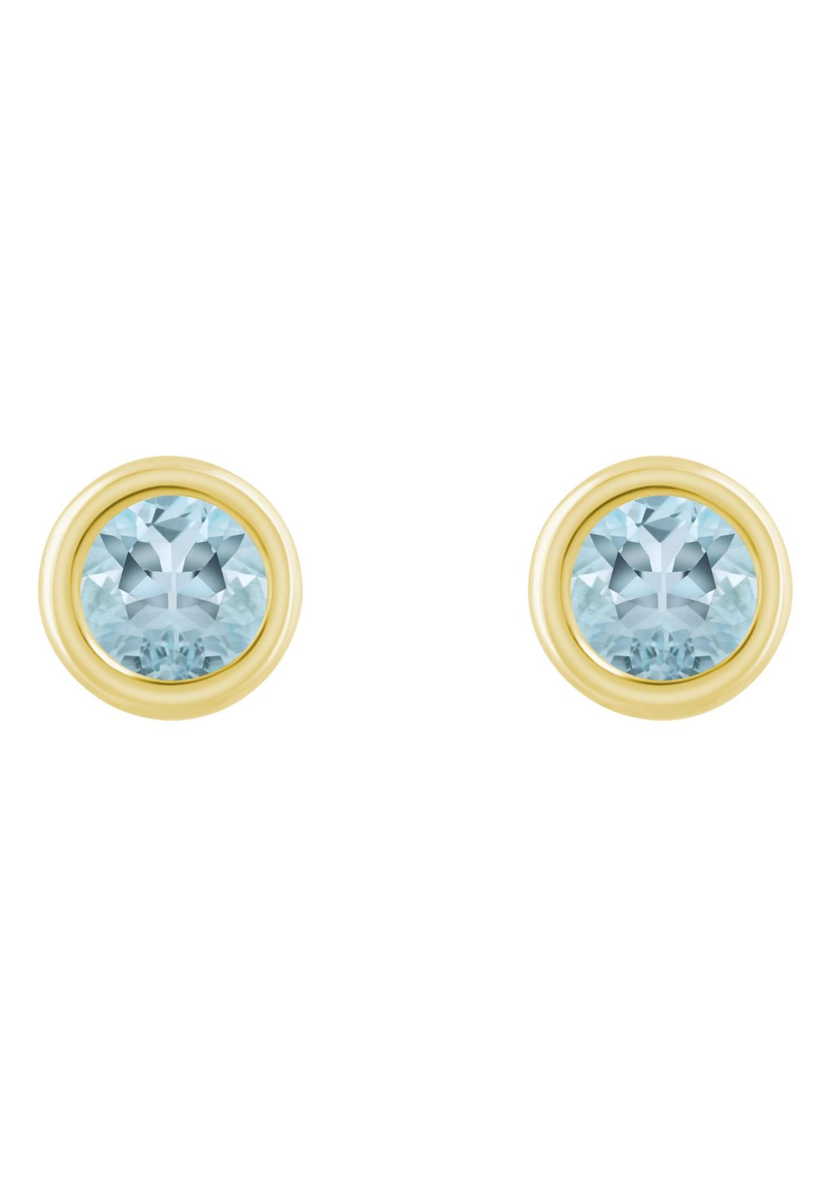 10K White Gold 3mm Round Aquamarine Stud Earrings