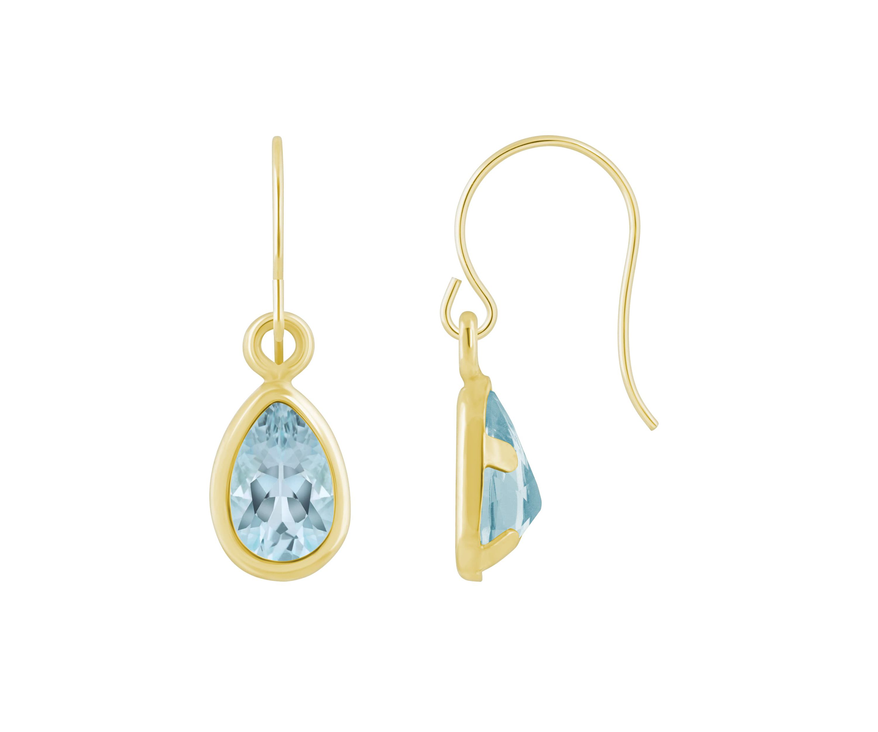 10K White Gold 6x4mm Pear Shape Aquamarine Drop Earrings