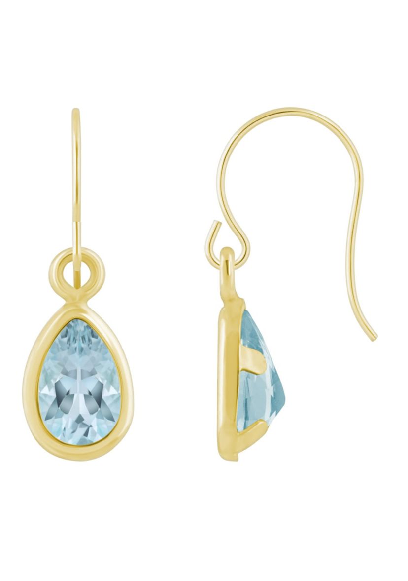 10K White Gold 6x4mm Pear Shape Aquamarine Drop Earrings
