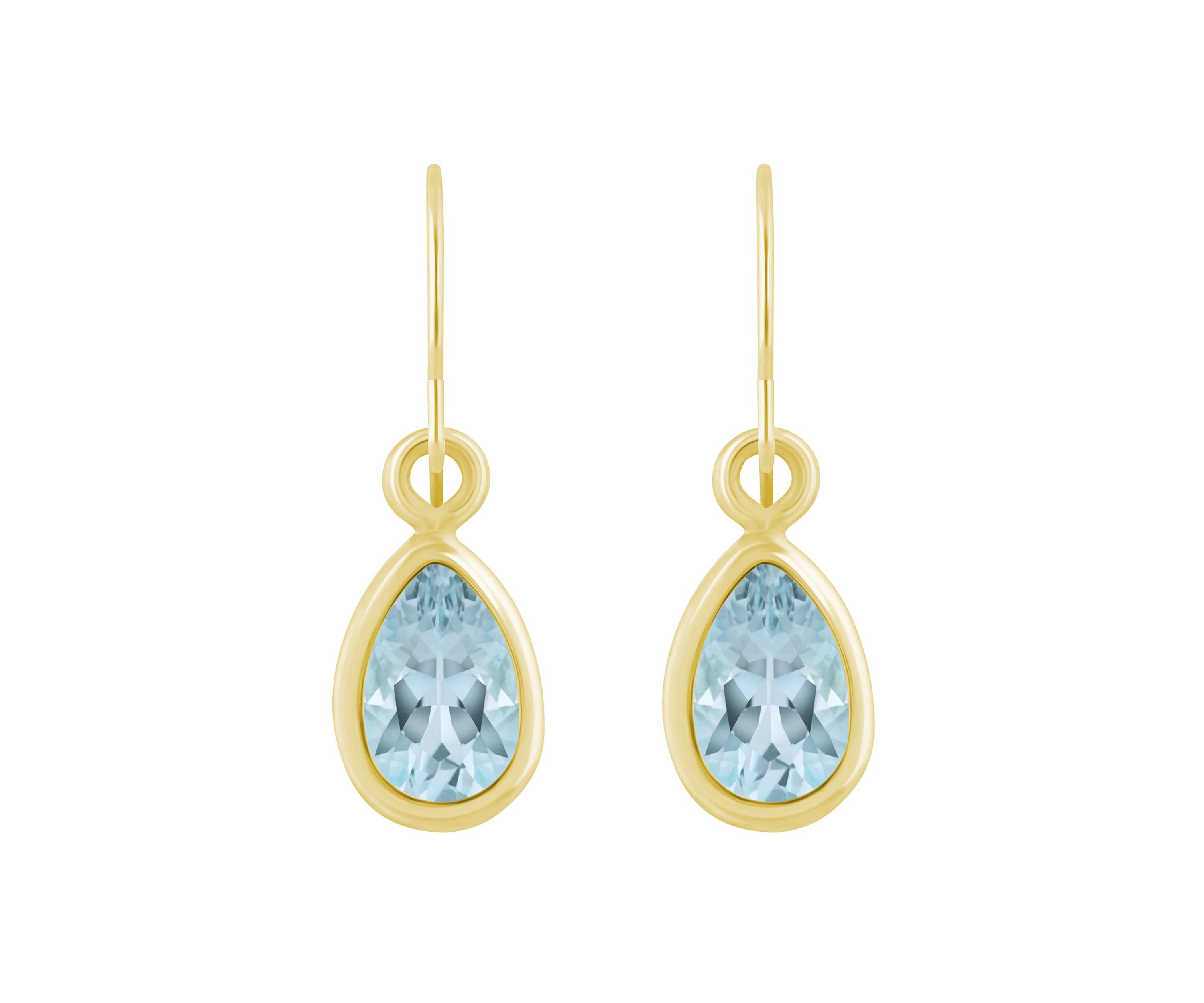 10K White Gold 6x4mm Pear Shape Aquamarine Drop Earrings