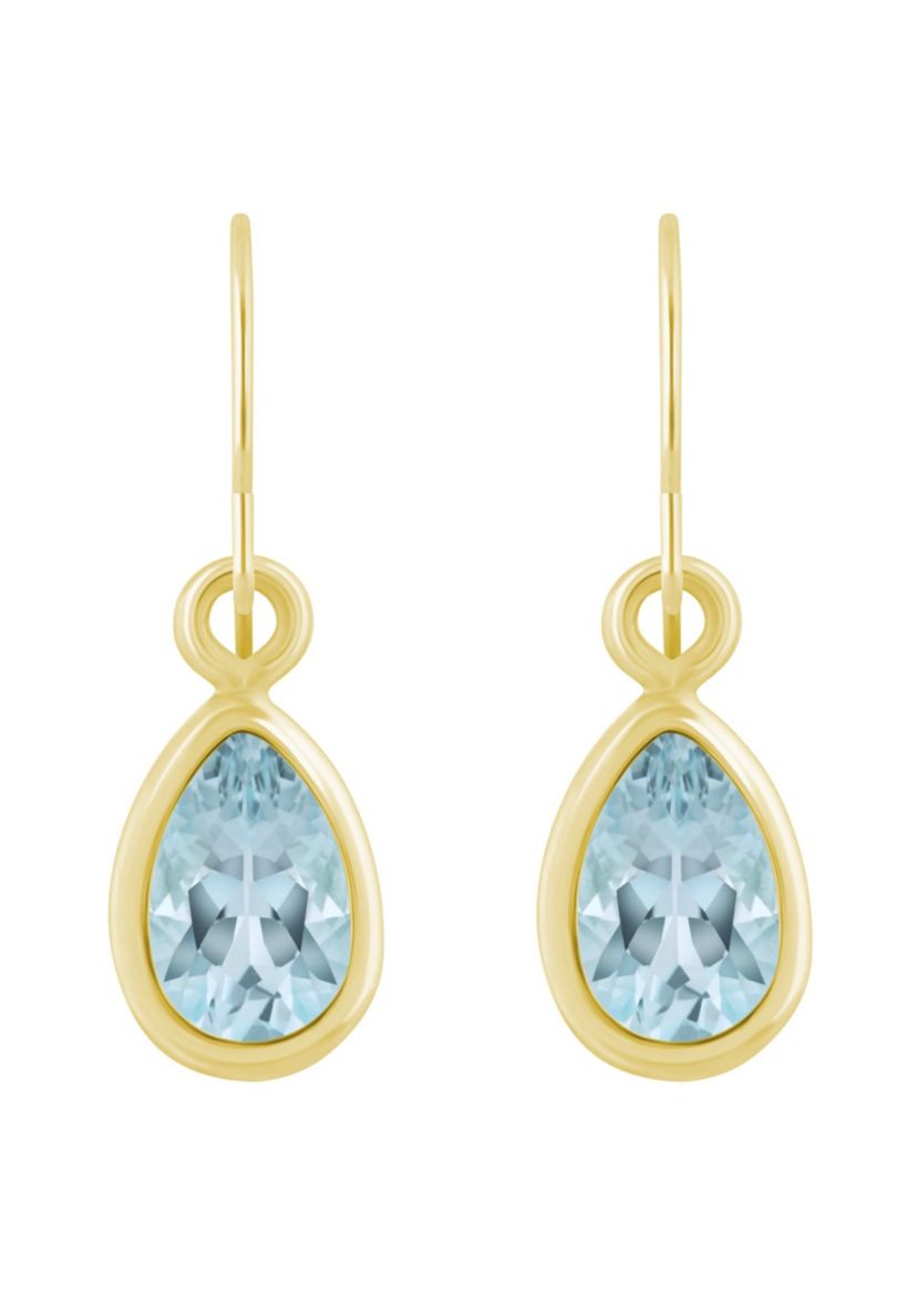 10K White Gold 6x4mm Pear Shape Aquamarine Drop Earrings