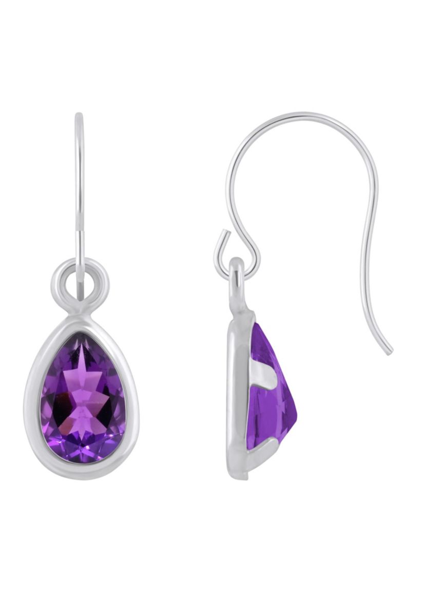 10K Yellow Gold 6x4mm Pear Shape Amethyst Drop Earrings