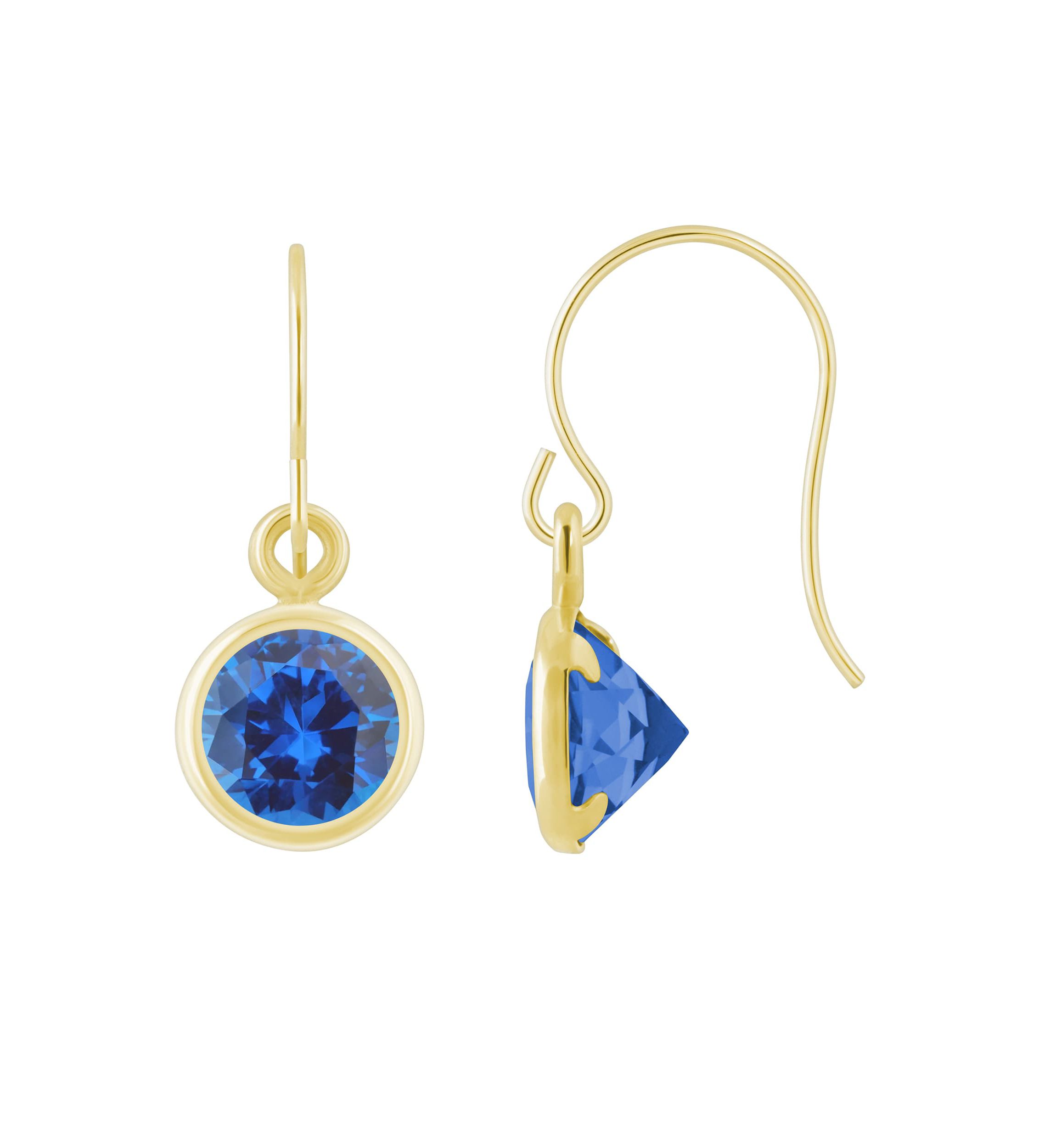 Lab Created 10K White Gold 5mm Round Created Sapphire Drop Earrings