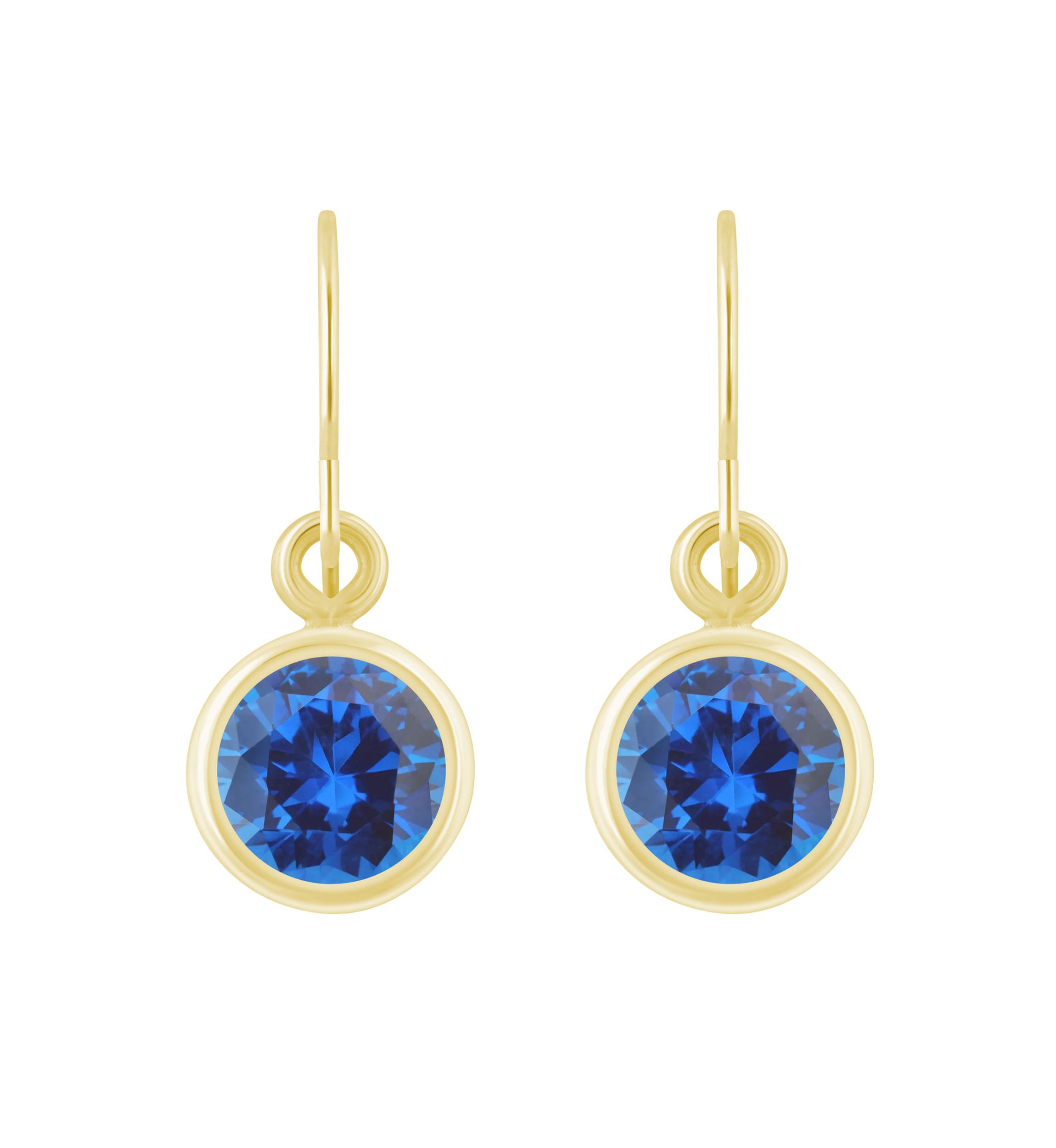 Lab Created 10K White Gold 5mm Round Created Sapphire Drop Earrings