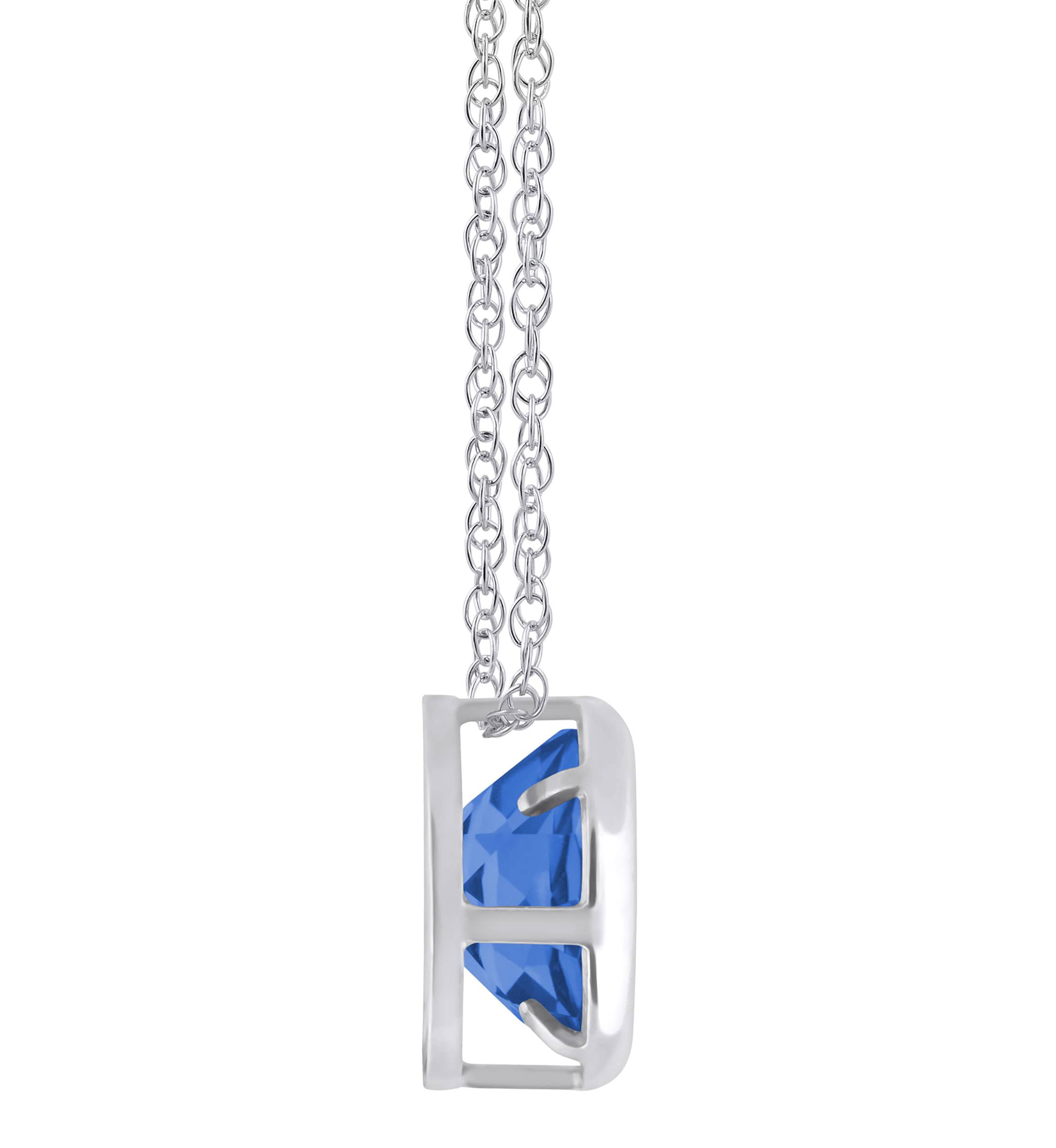 Lab Created 10K Yellow Gold 5mm Round Created Sapphire Pendant Necklace