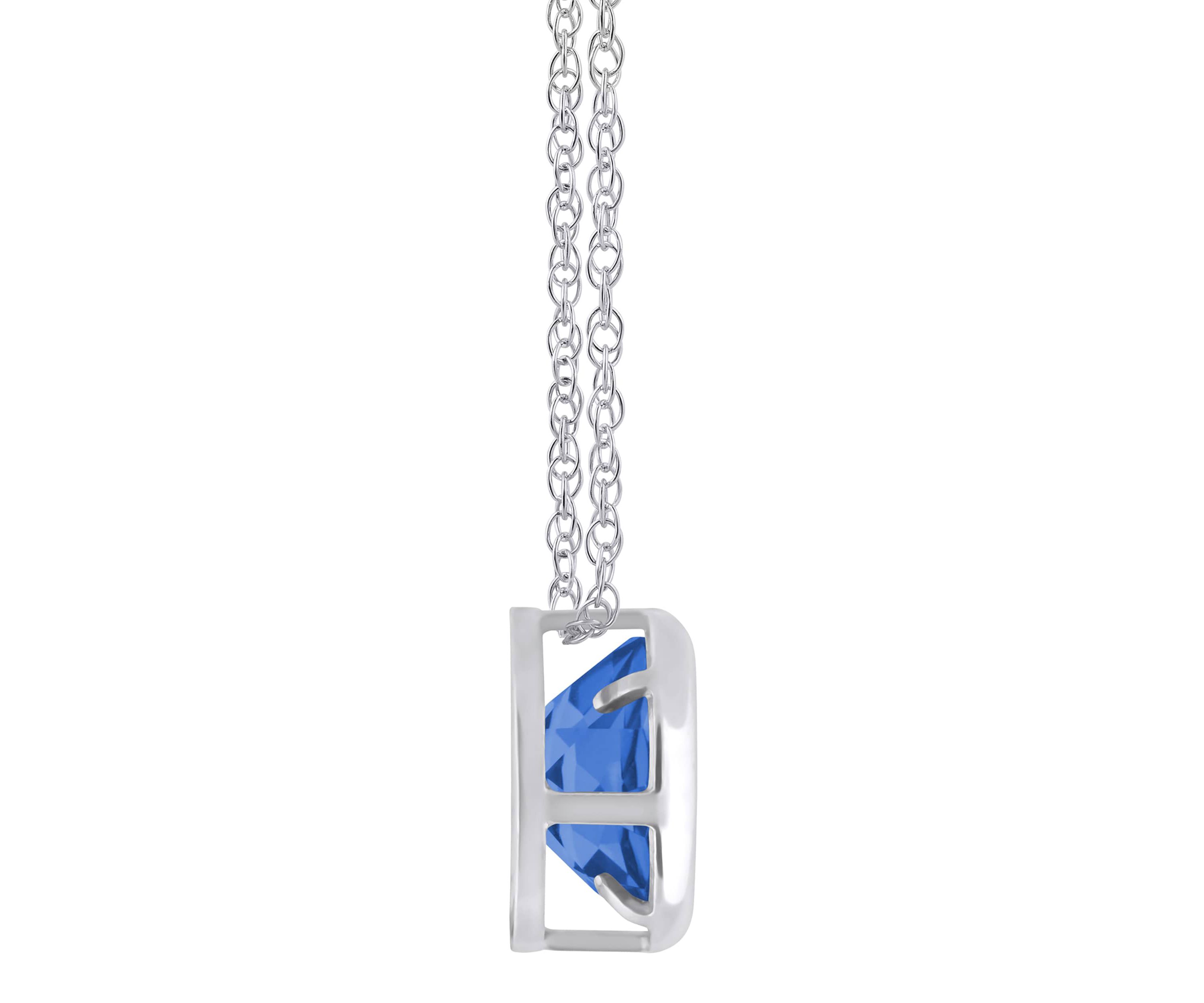 Lab Created 10K Yellow Gold 5mm Round Created Sapphire Pendant Necklace