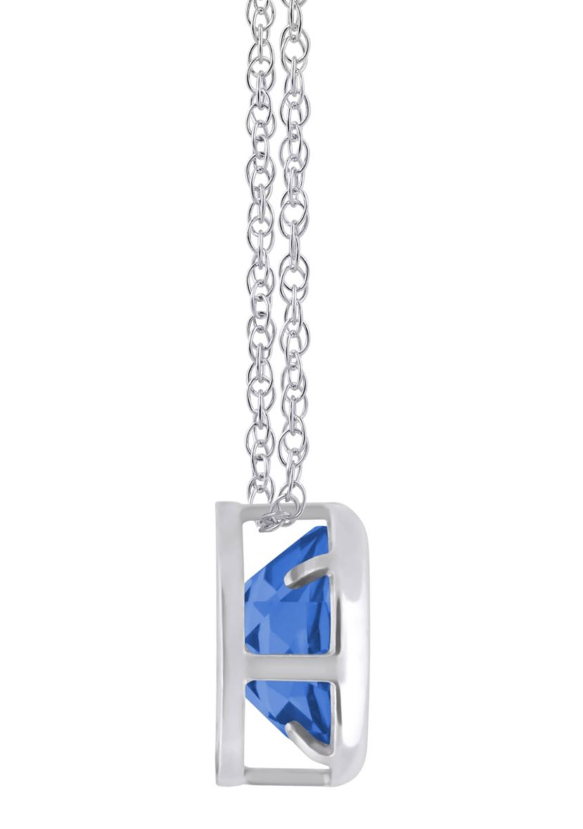 Lab Created 10K Yellow Gold 5mm Round Created Sapphire Pendant Necklace