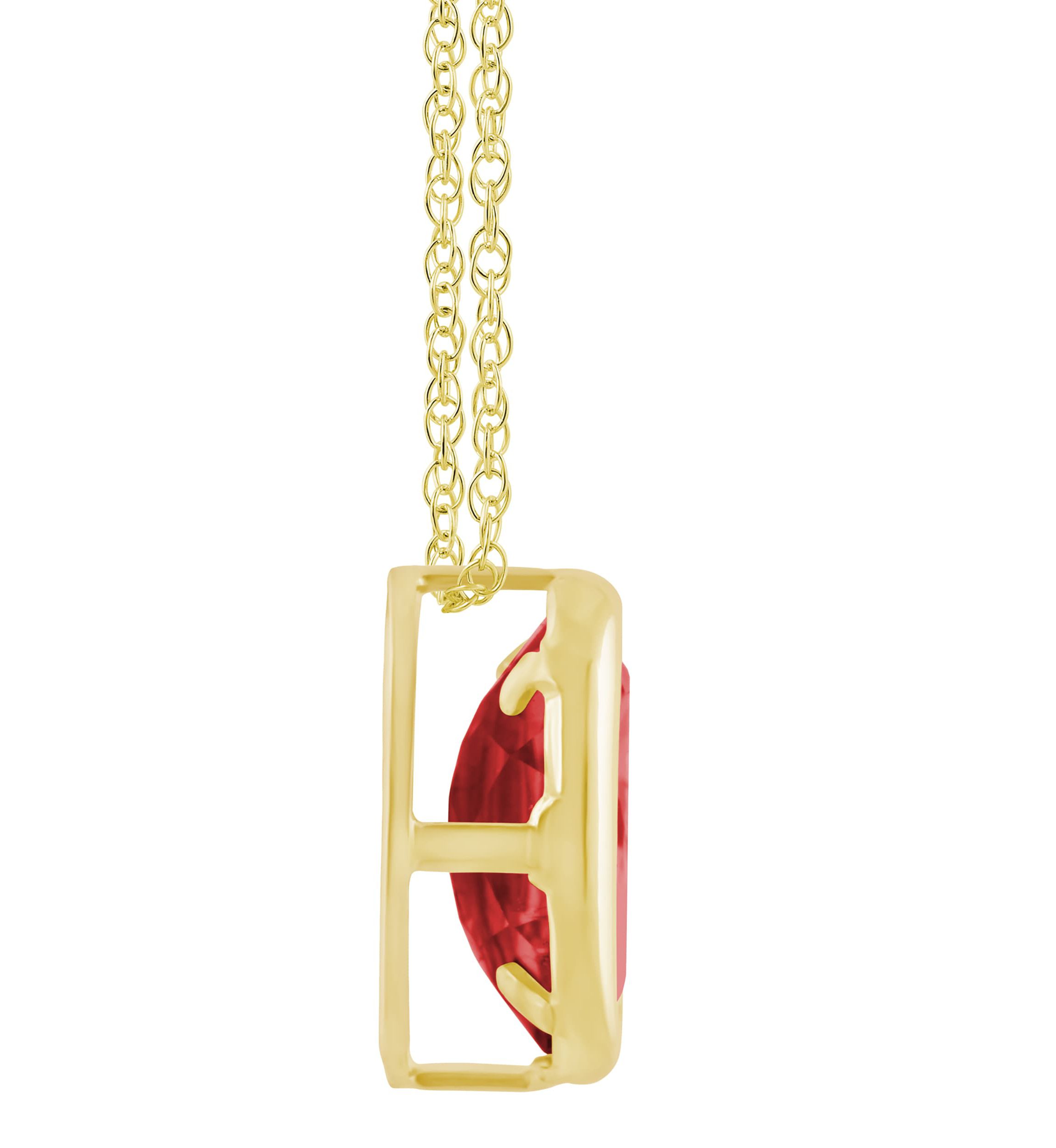 Lab Created 10K White Gold 6x4mm Oval Created Ruby Pendant Necklace