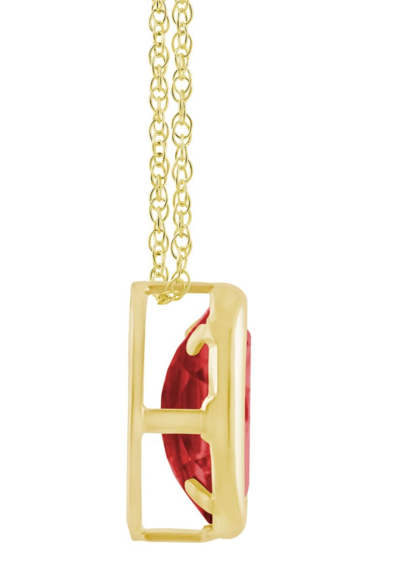 Lab Created 10K White Gold 6x4mm Oval Created Ruby Pendant Necklace