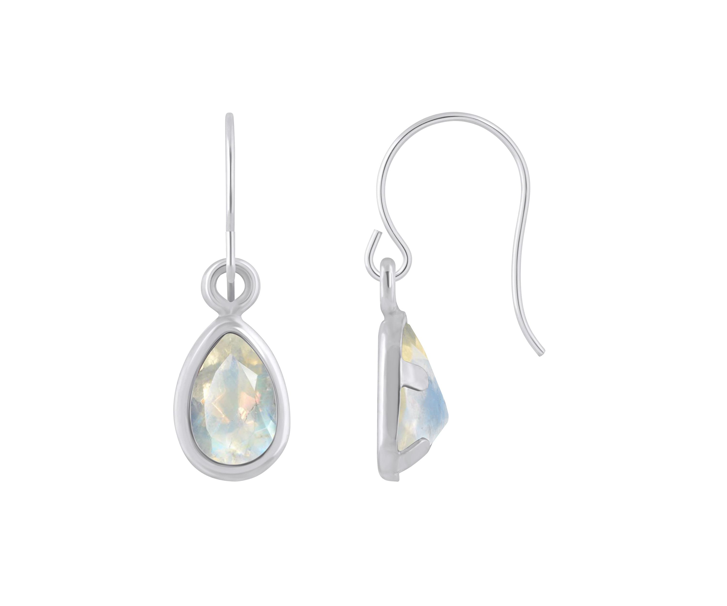 10K Yellow Gold 6x4mm Pear Shape Moonstone Drop Earrings