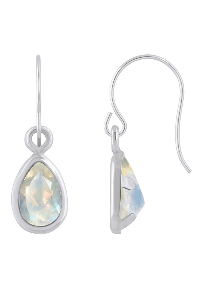10K Yellow Gold 6x4mm Pear Shape Moonstone Drop Earrings