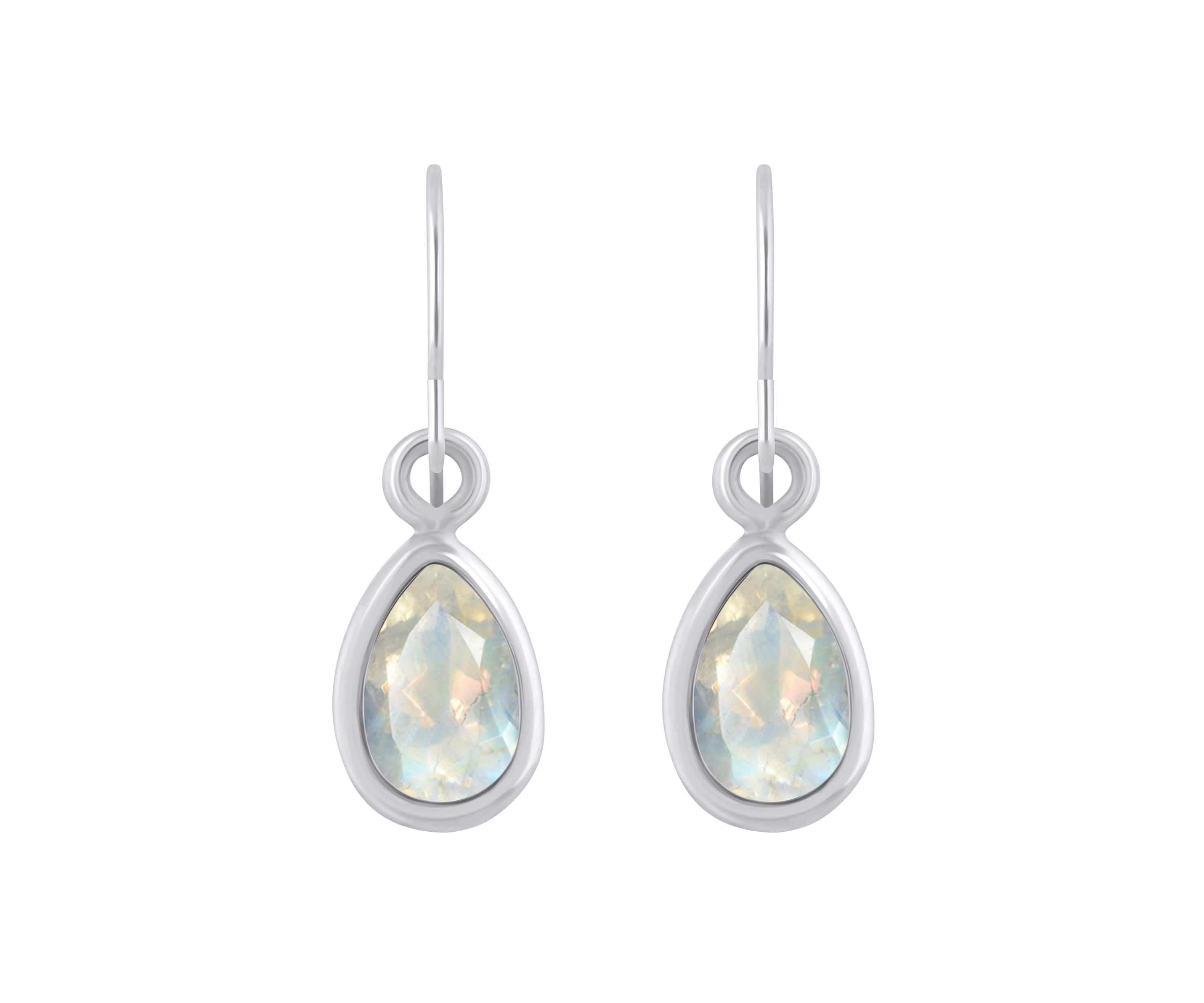 10K Yellow Gold 6x4mm Pear Shape Moonstone Drop Earrings
