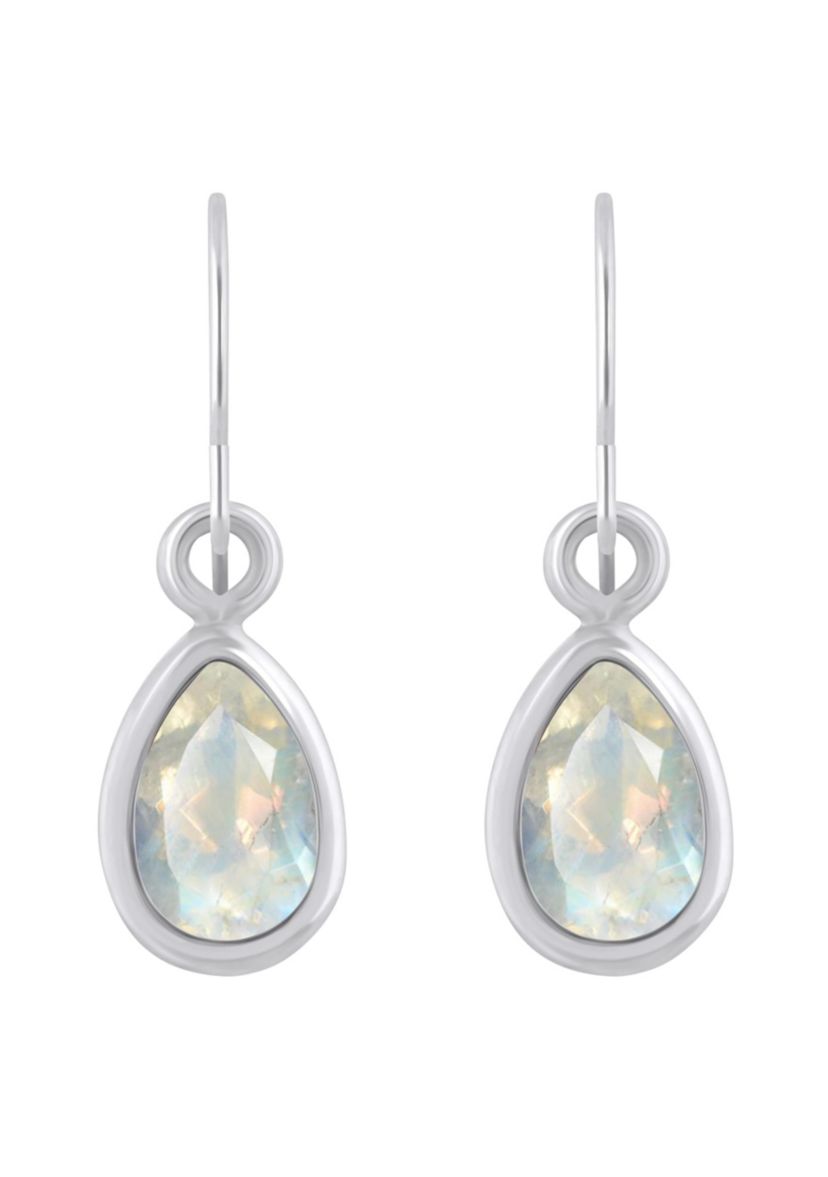 10K Yellow Gold 6x4mm Pear Shape Moonstone Drop Earrings