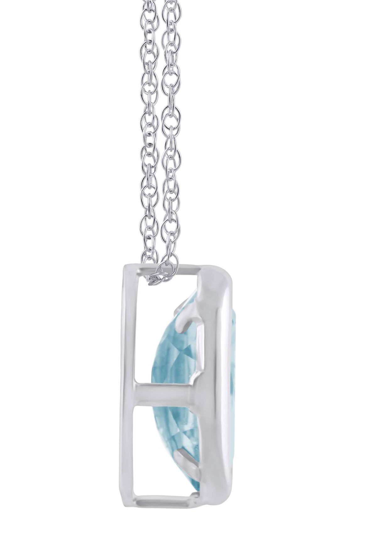 10K Yellow Gold 6x4mm Oval Aquamarine Pendant Necklace