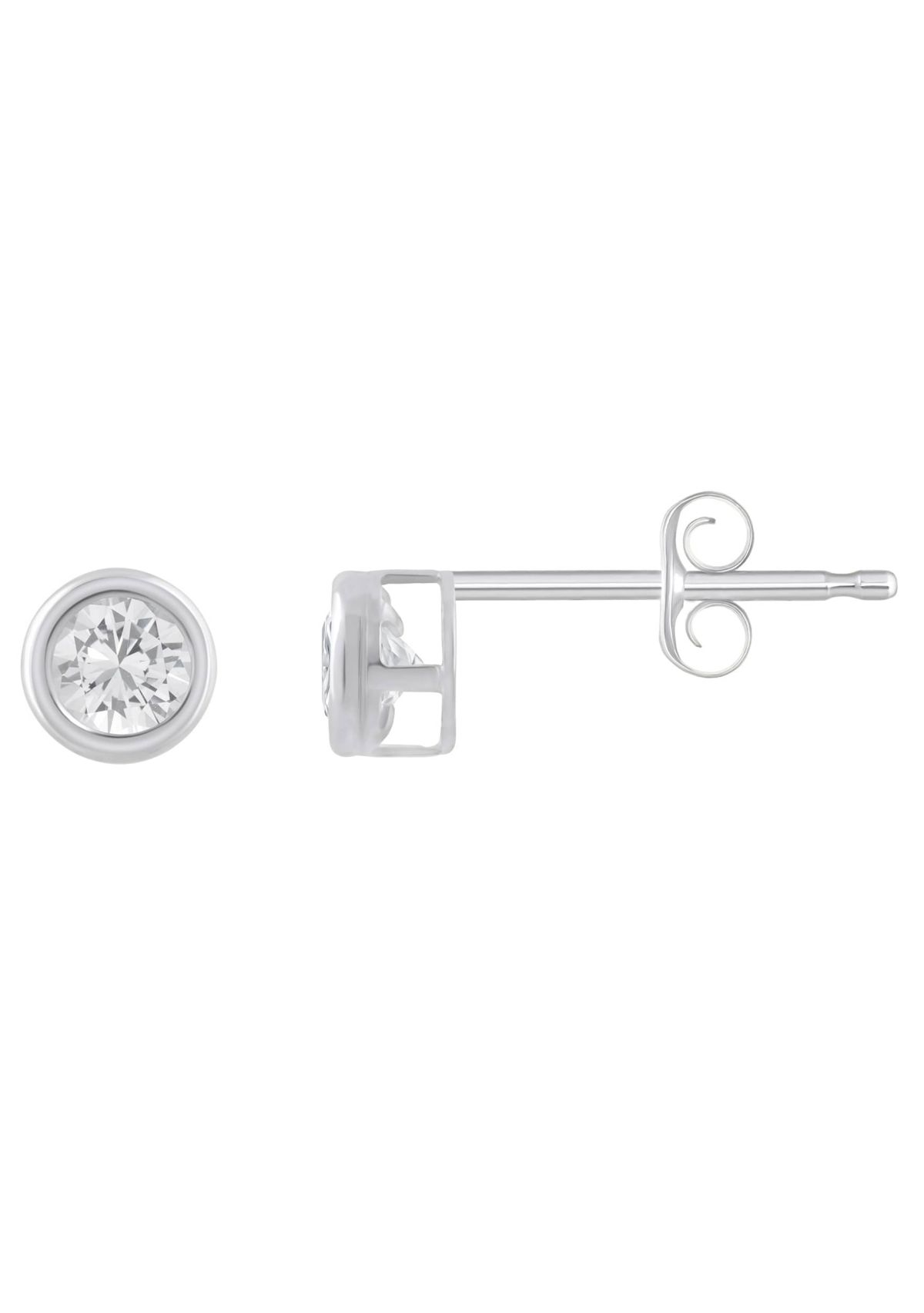 10K Yellow Gold 3mm Round White Topaz Stud Earrings