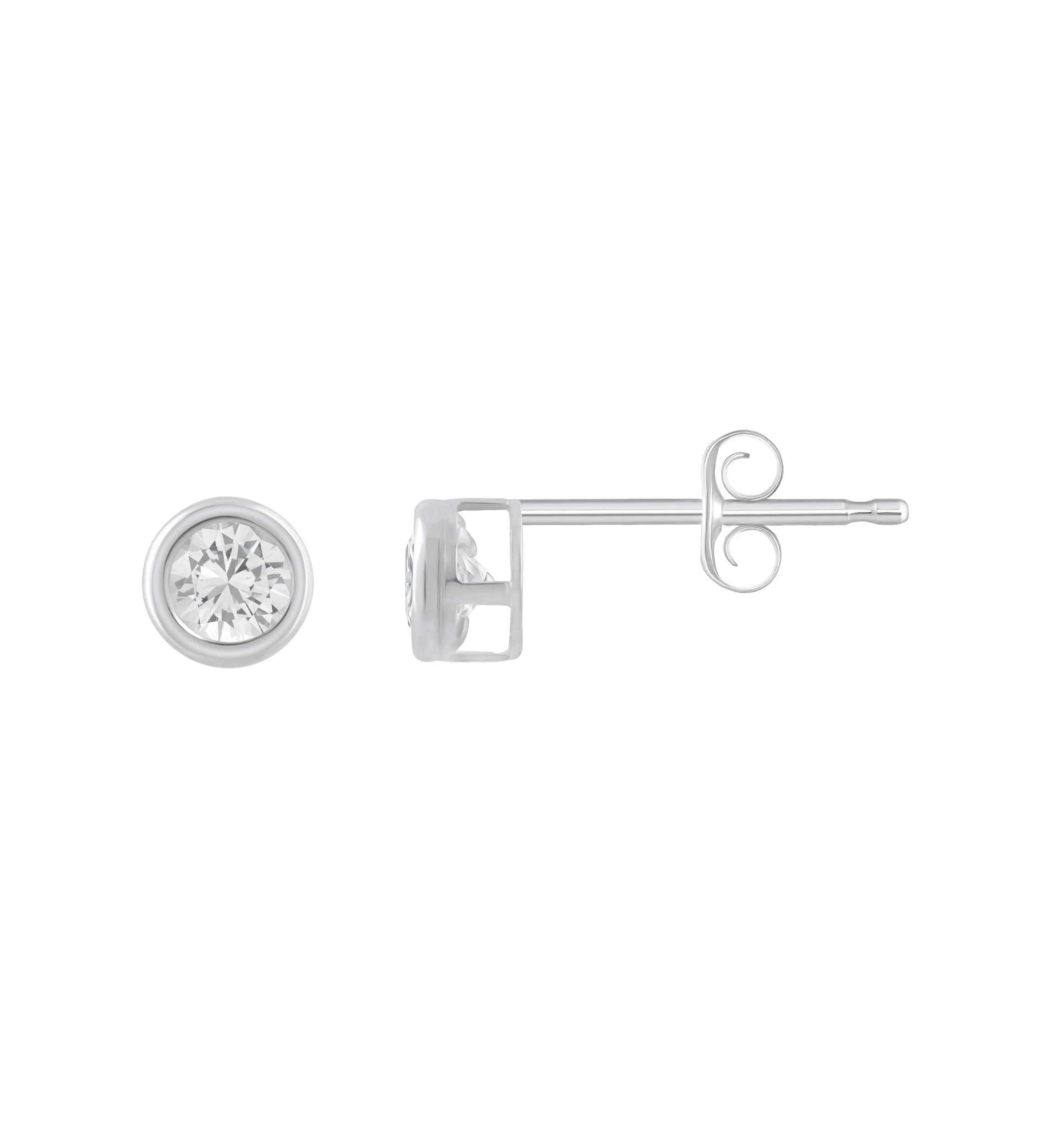 10K Yellow Gold 3mm Round White Topaz Stud Earrings