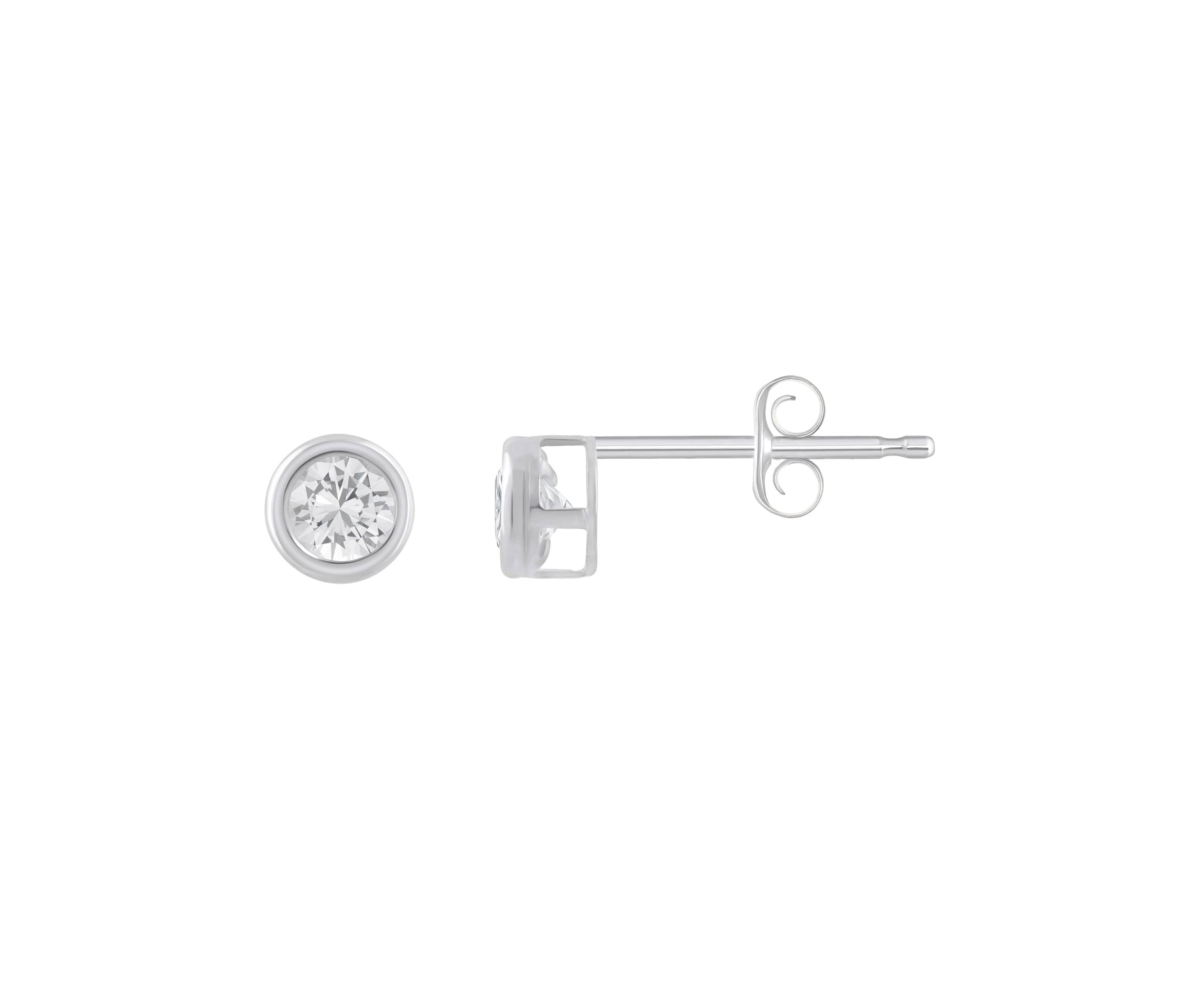 10K Yellow Gold 3mm Round White Topaz Stud Earrings