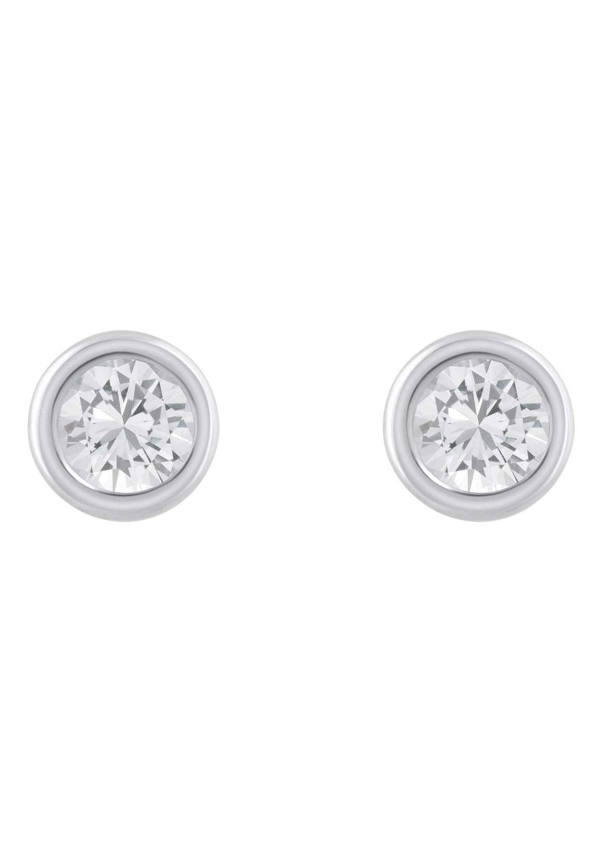 10K Yellow Gold 3mm Round White Topaz Stud Earrings