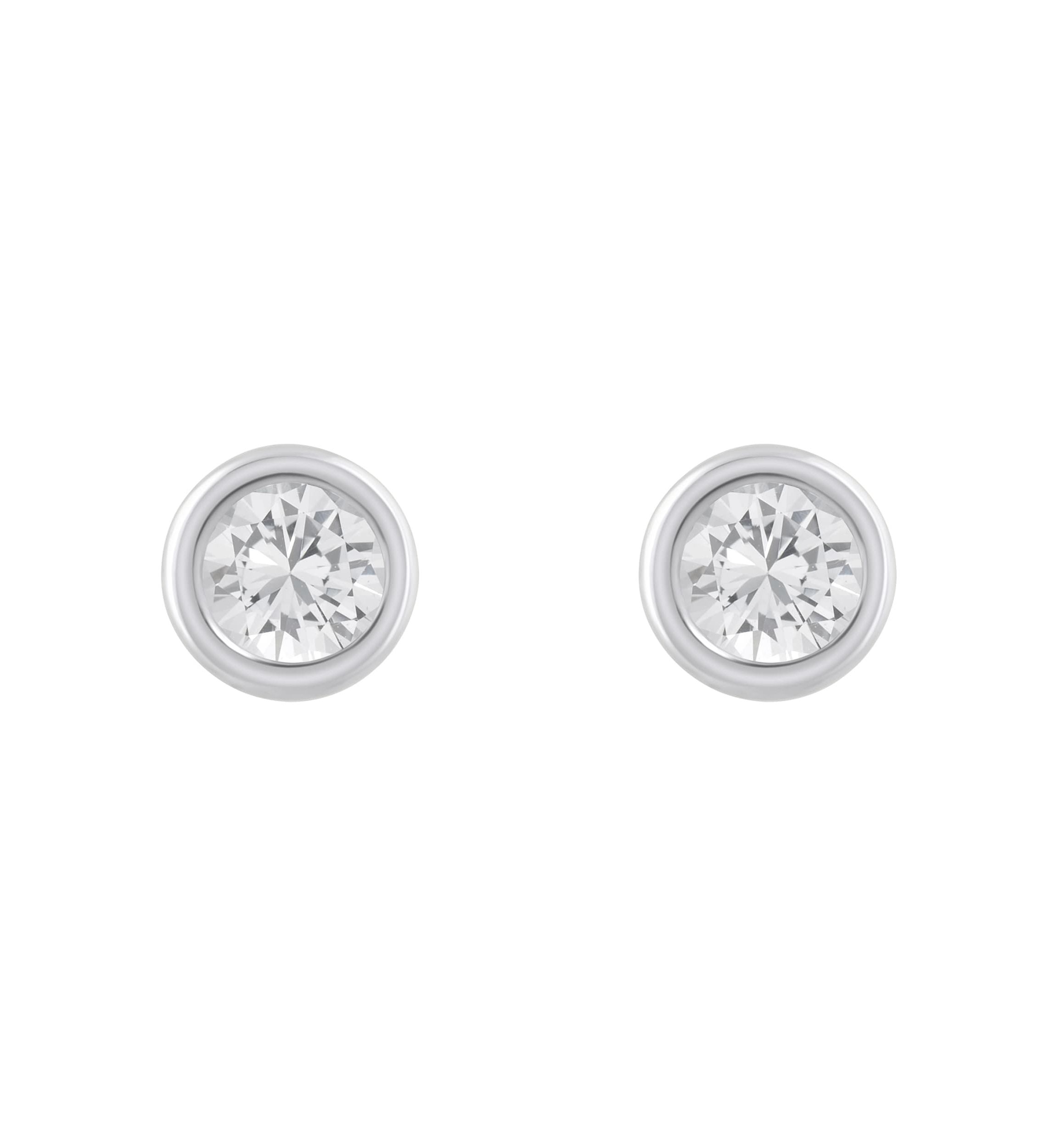 10K Yellow Gold 3mm Round White Topaz Stud Earrings