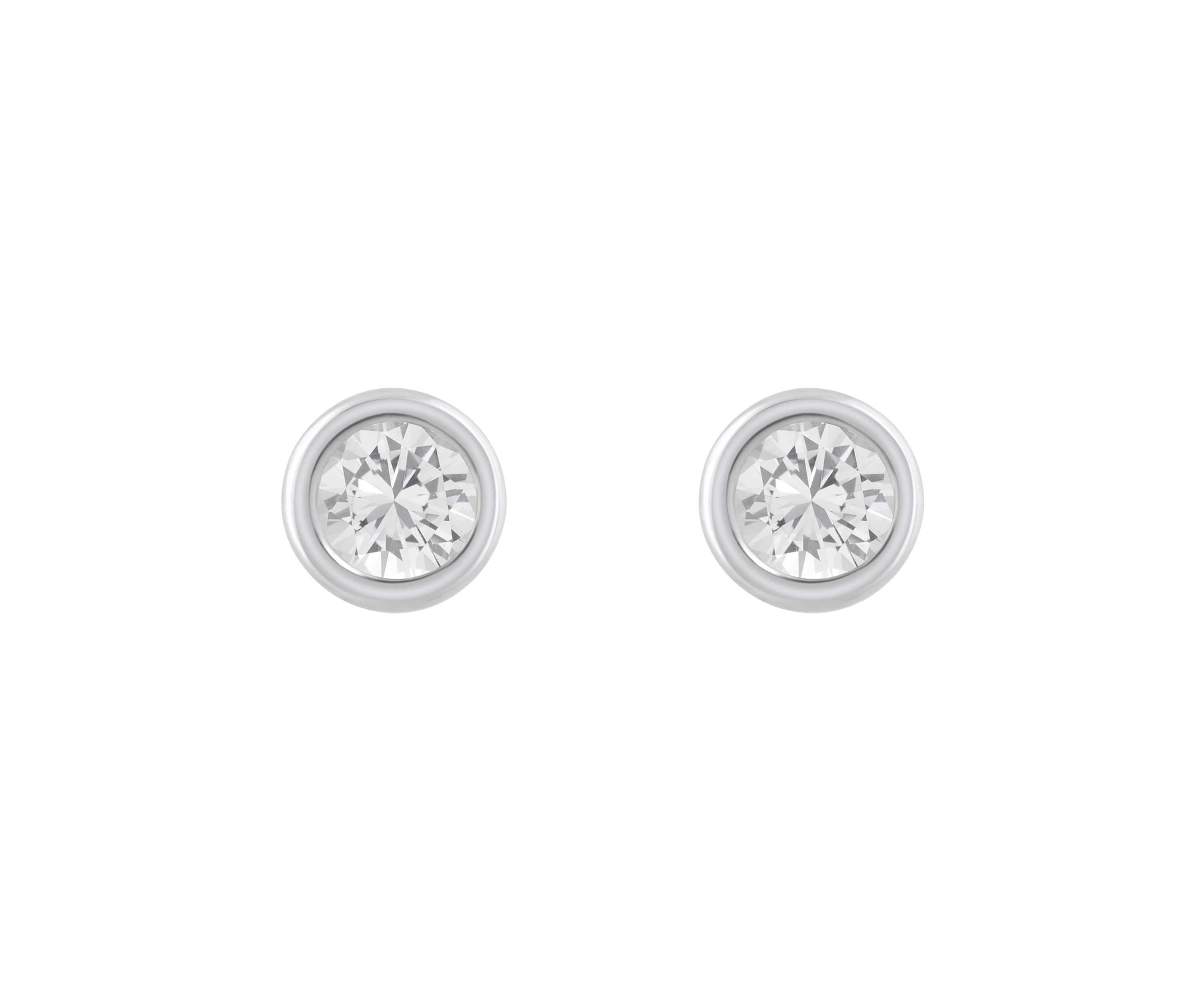 10K Yellow Gold 3mm Round White Topaz Stud Earrings
