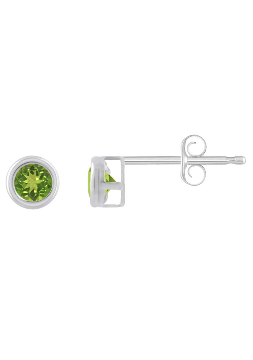 10K White Gold 3mm Round Peridot Stud Earrings