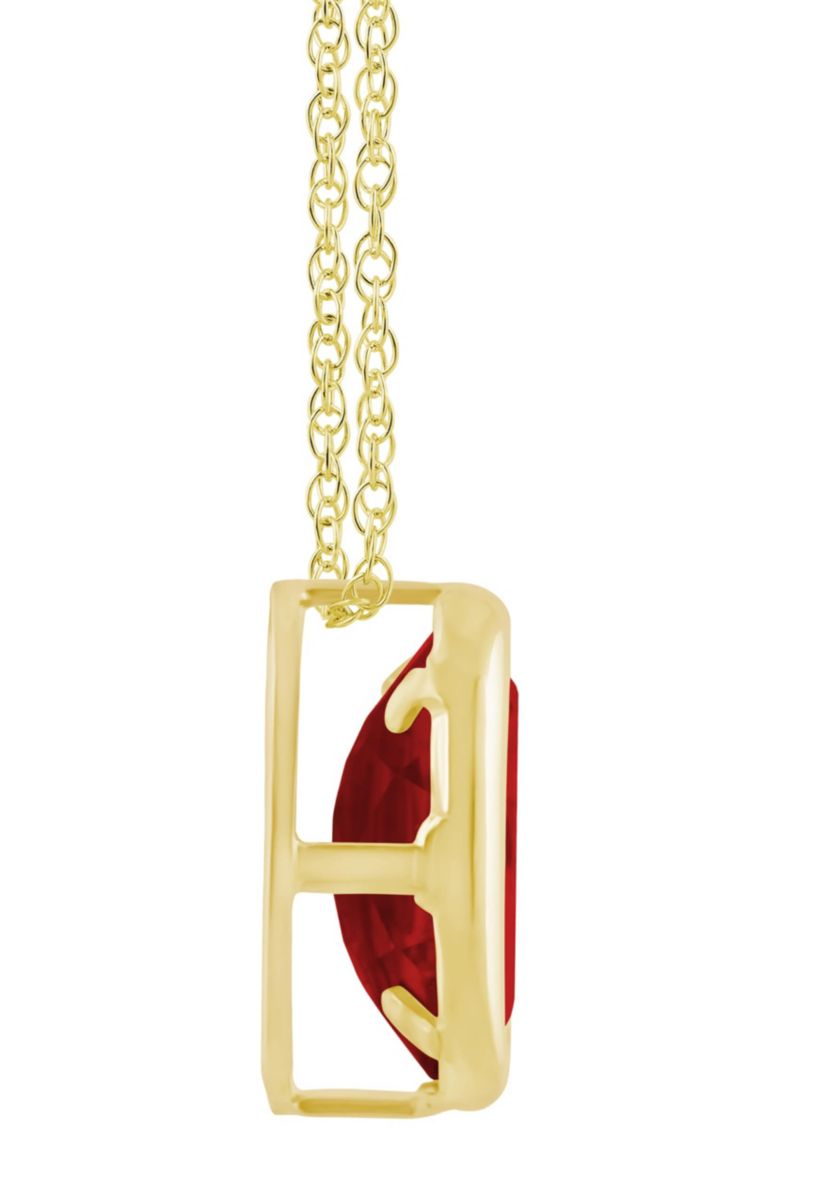 10K White Gold 6x4mm Oval Garnet Pendant Necklace