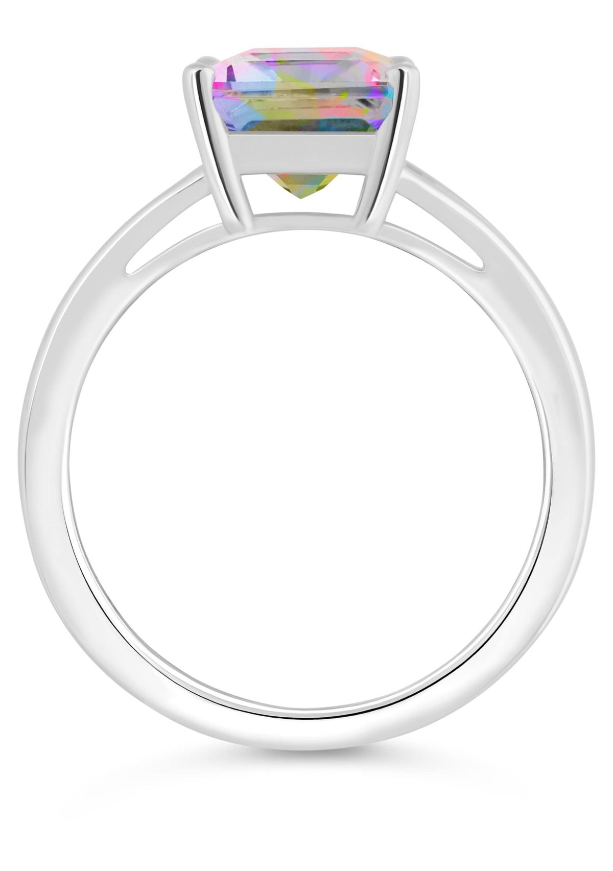 Sterling Silver 10x8mm Emerald Cut Mystic Topaz Split Shank Ring