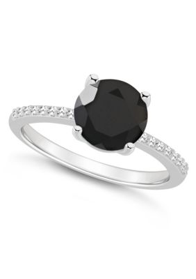 Belk & Co Sterling Silver 8mm Round Gemstone 1/10 CTTW Diamond Ring, 5