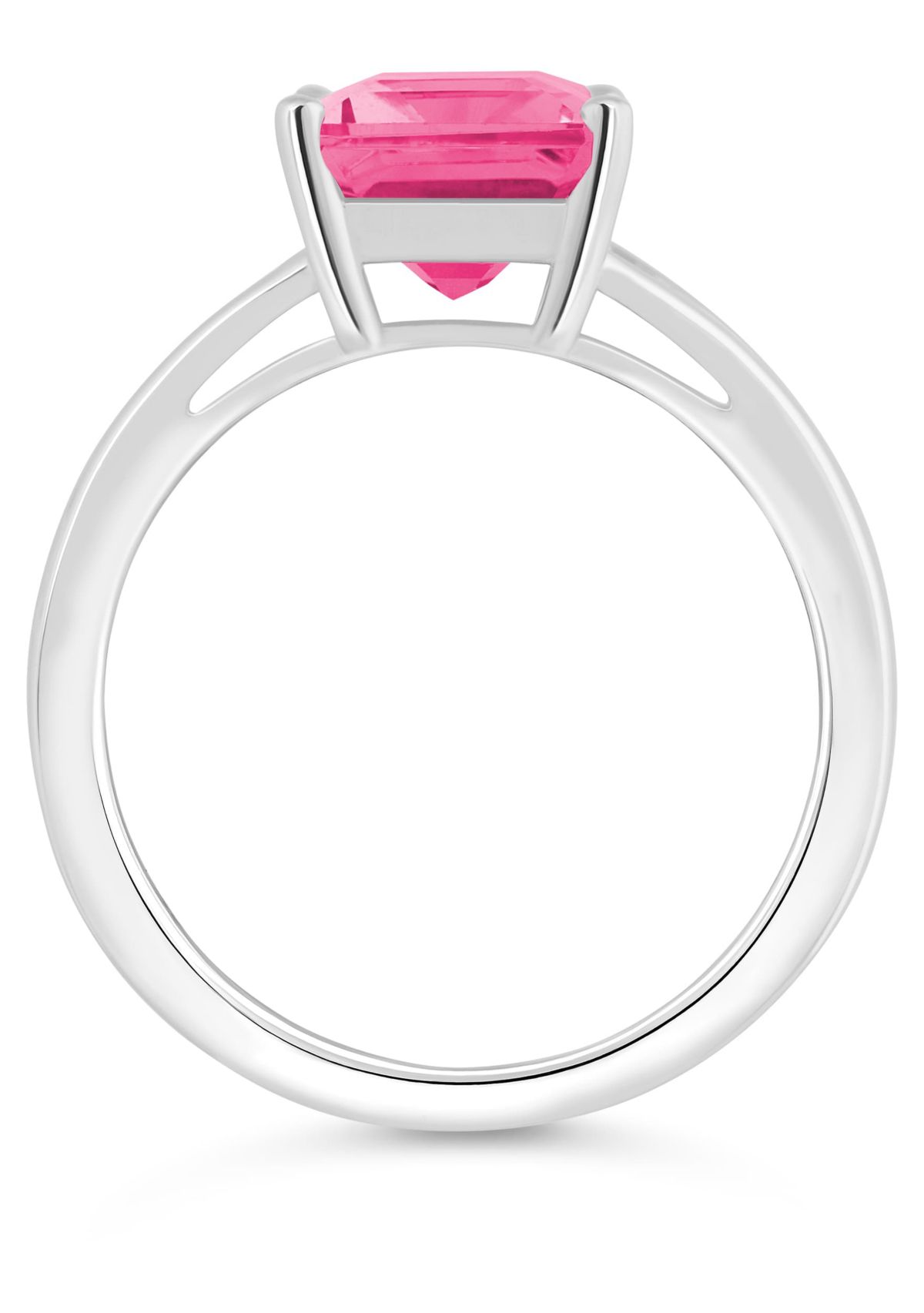 Sterling Silver 10x8mm Emerald Cut Pink Topaz Split Shank Ring