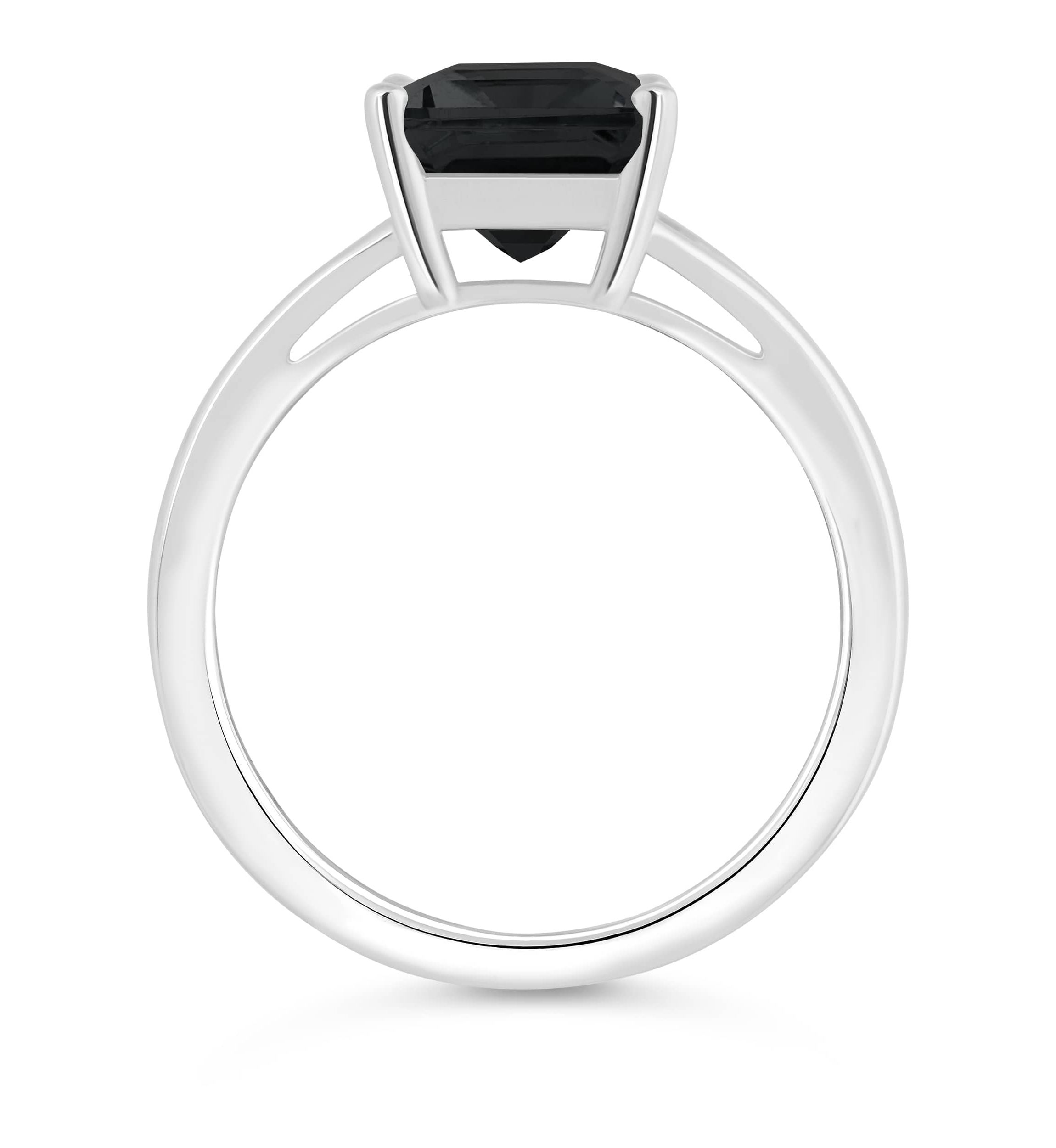 Sterling Silver 10x8mm Emerald Cut Black Onyx Split Shank Ring