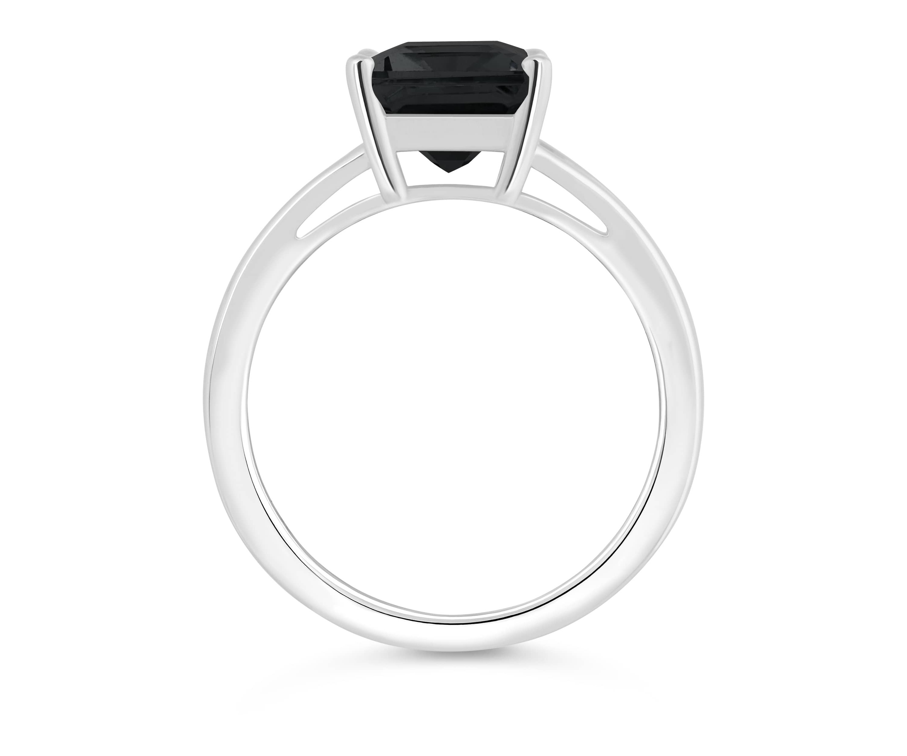 Sterling Silver 10x8mm Emerald Cut Black Onyx Split Shank Ring