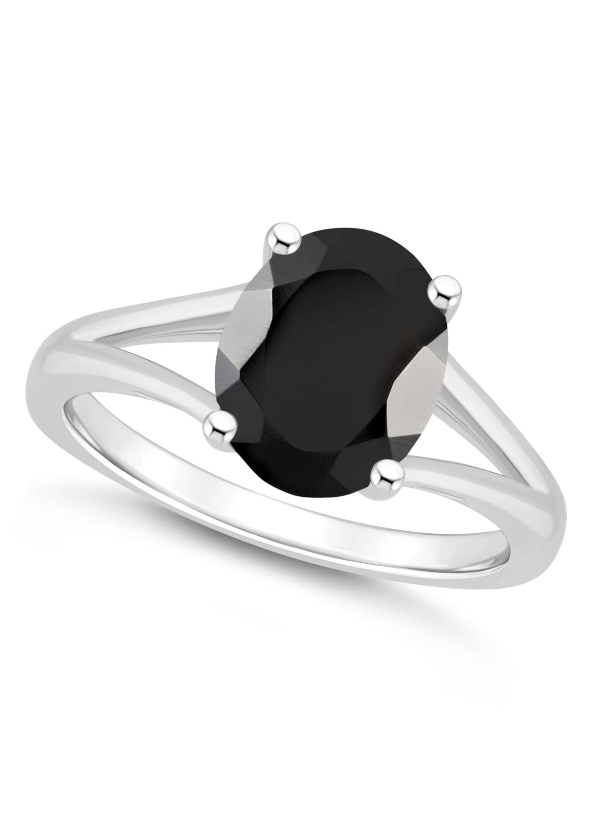 Sterling Silver 10x8mm Oval Black Onyx Split Shank Ring