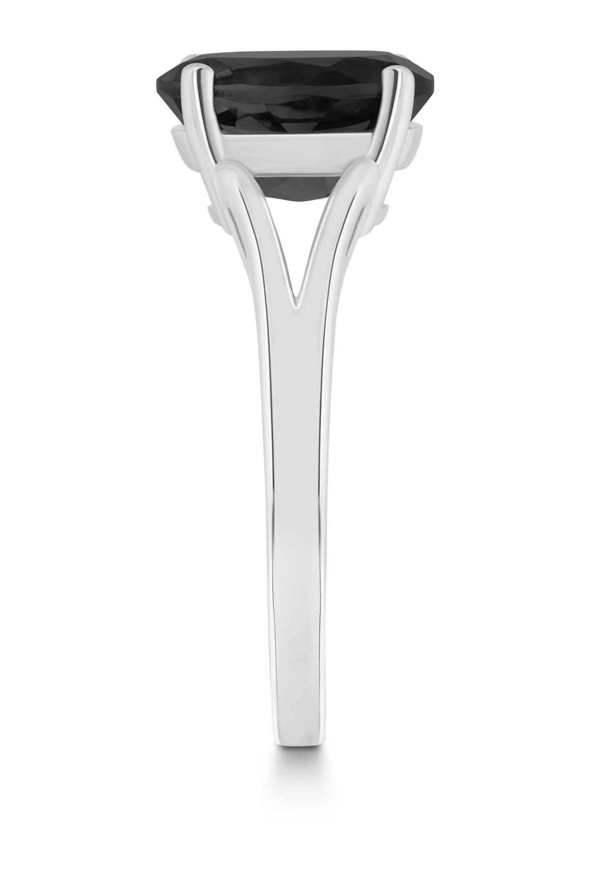 Sterling Silver 10x8mm Oval Black Onyx Split Shank Ring