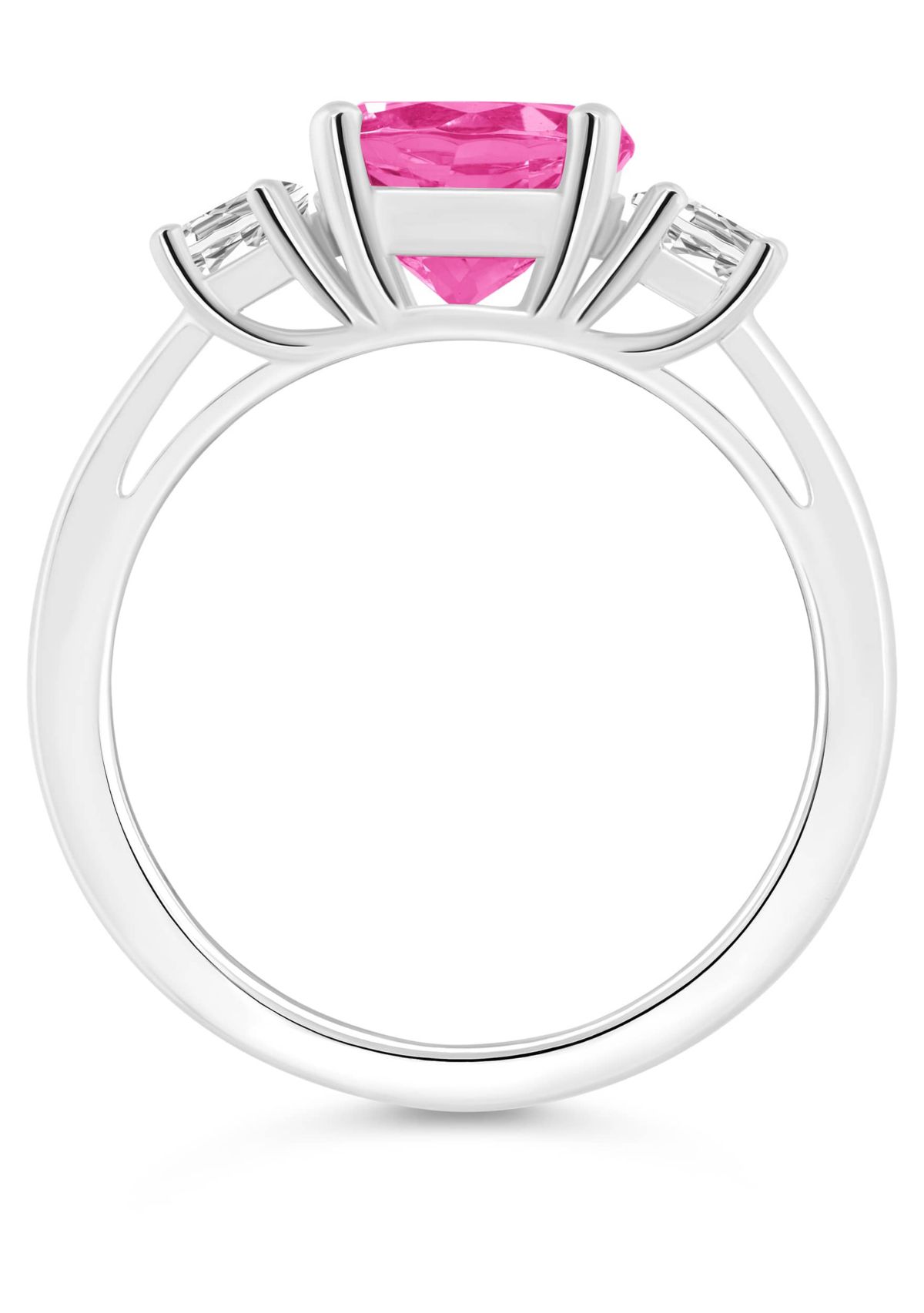 Sterling Silver 8mm Round Pink Topaz & White Topaz 3-Stone Ring