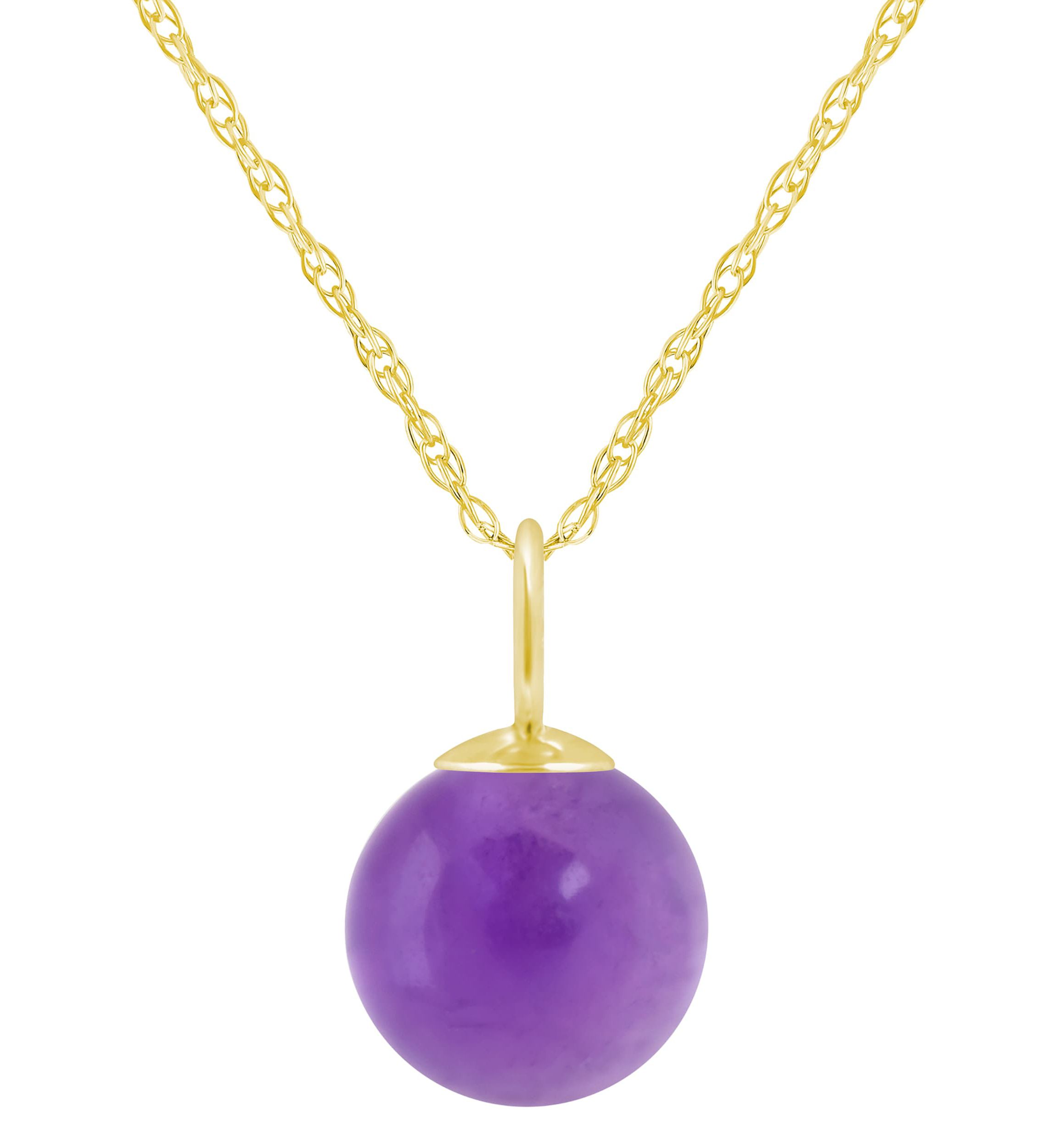 10K Gold 6mm Sphere Cape Amethyst Pendant Necklace